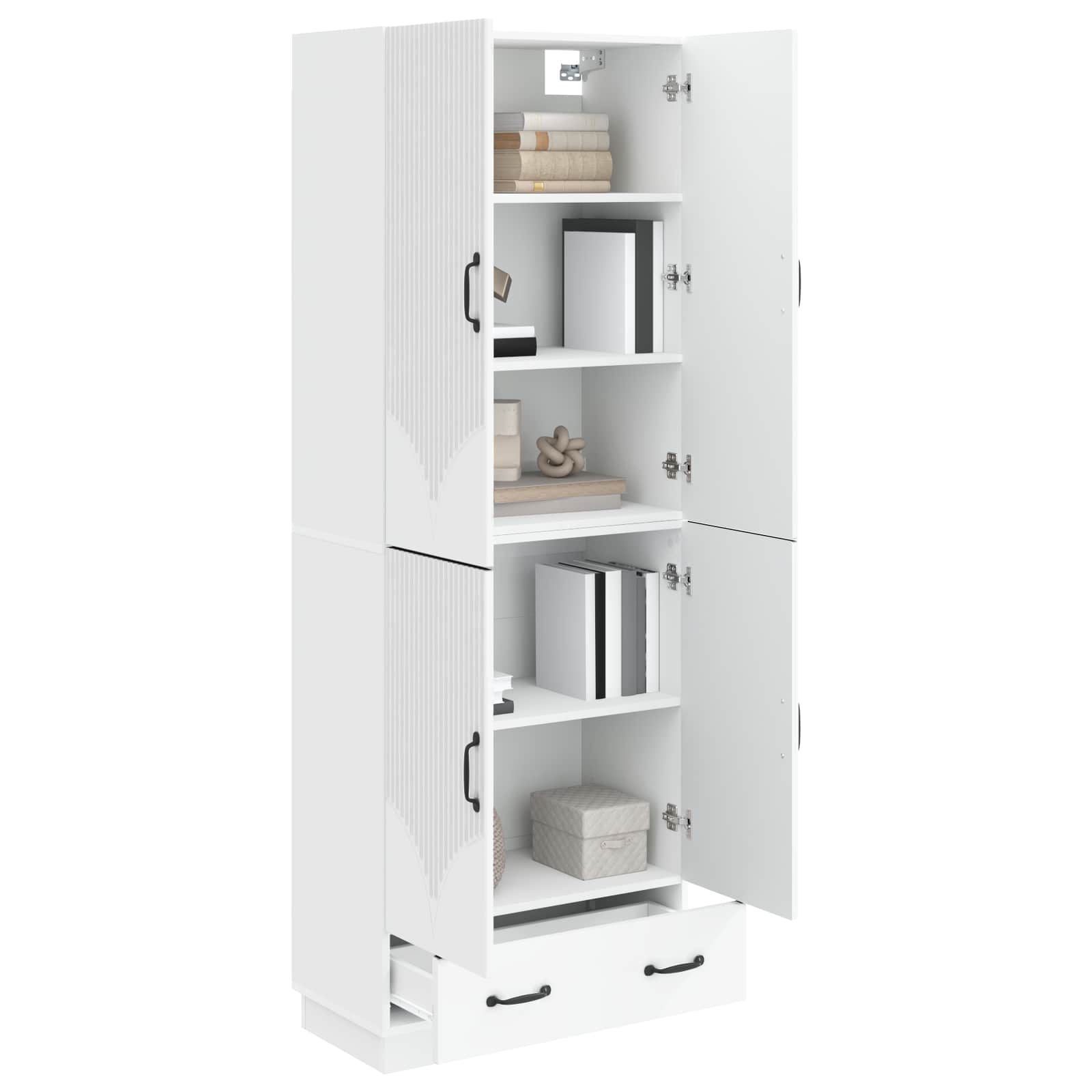 Cabinet Set 2 pcs White Engineered Wood