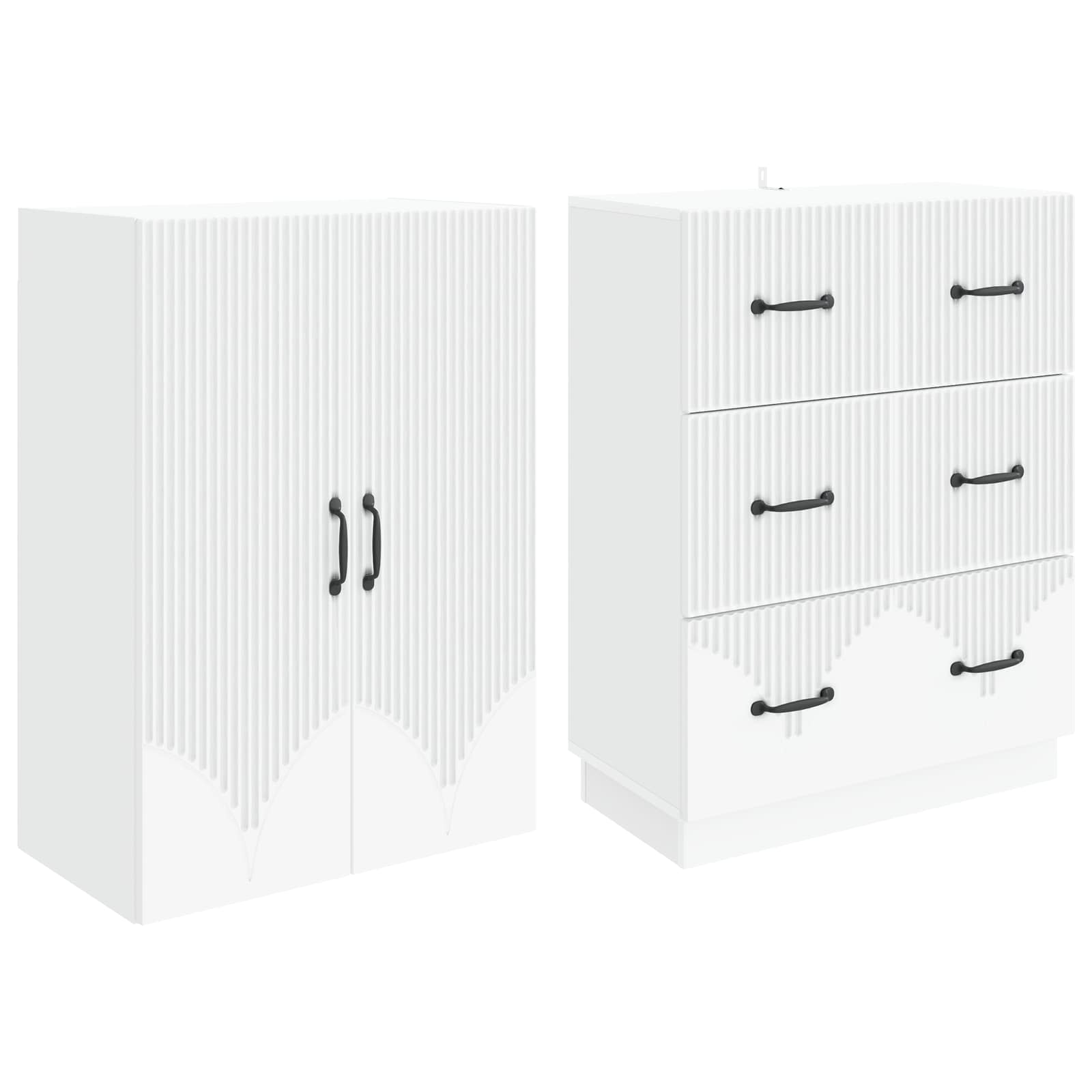 Cabinet Set 2 pcs White 66 x 34.5 x 87 cm Engineered Wood
