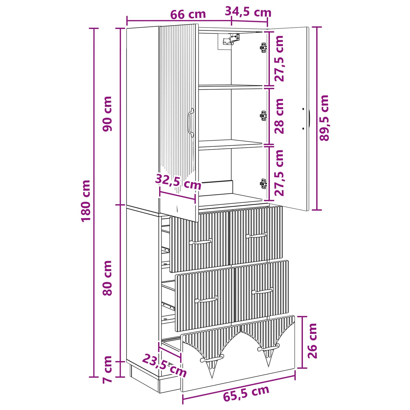Cabinet Set 2 pcs White 66 x 34.5 x 87 cm Engineered Wood