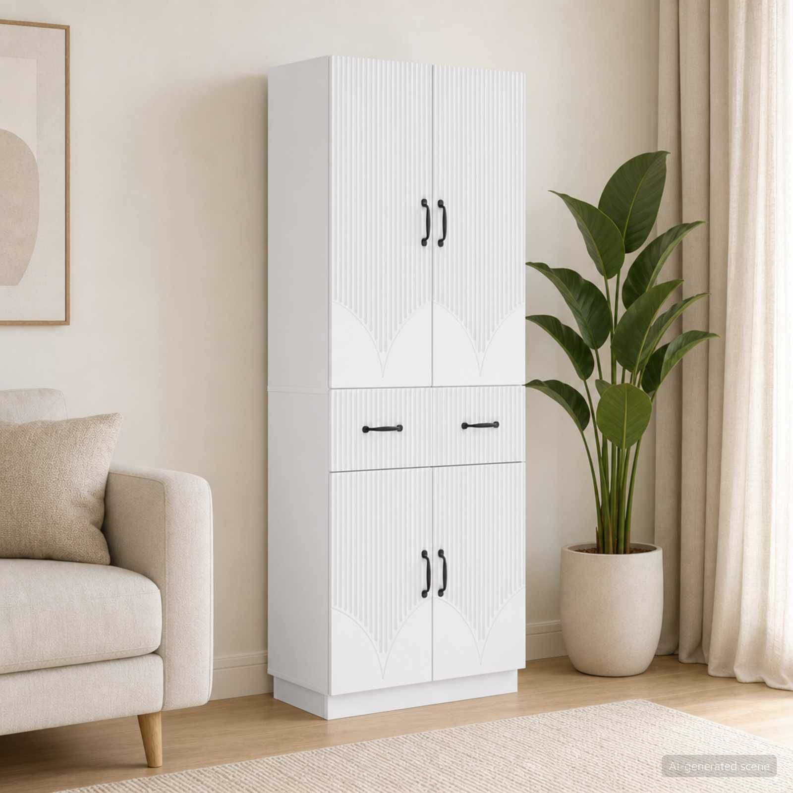 Cabinet Set 2 pcs White Engineered Wood