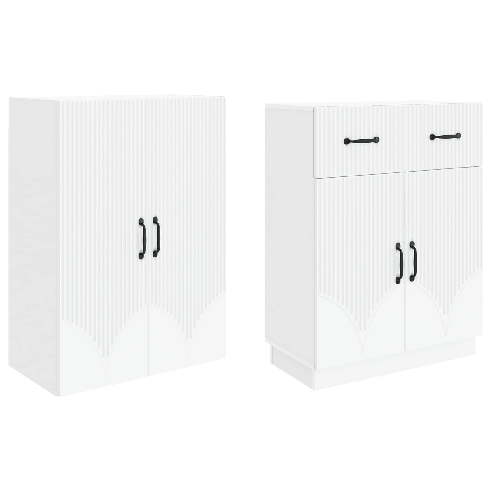 Cabinet Set 2 pcs White Engineered Wood