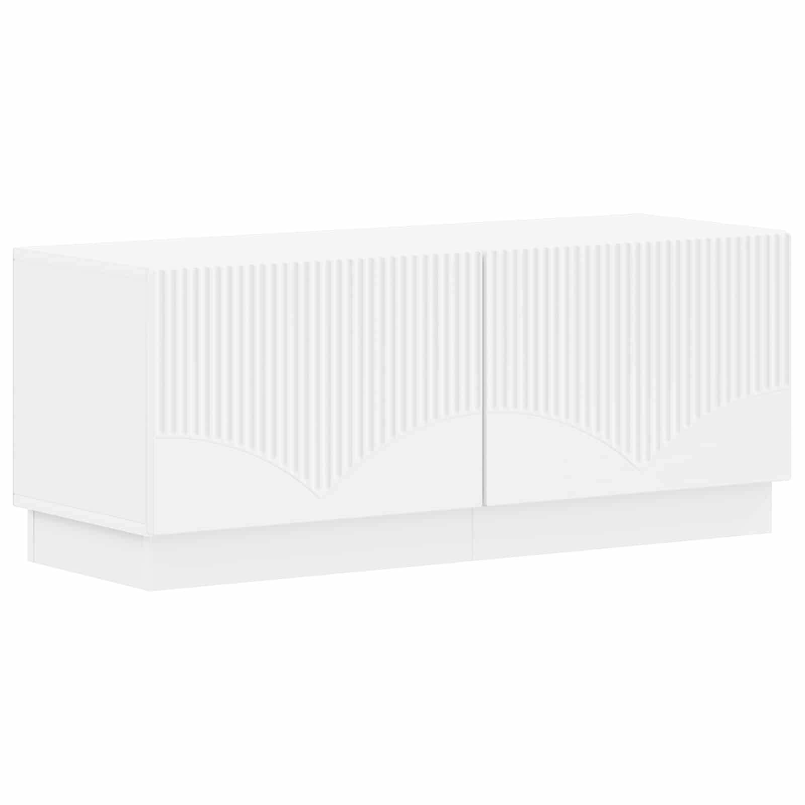 5 Piece LED TV Cabinet White Engineered Wood