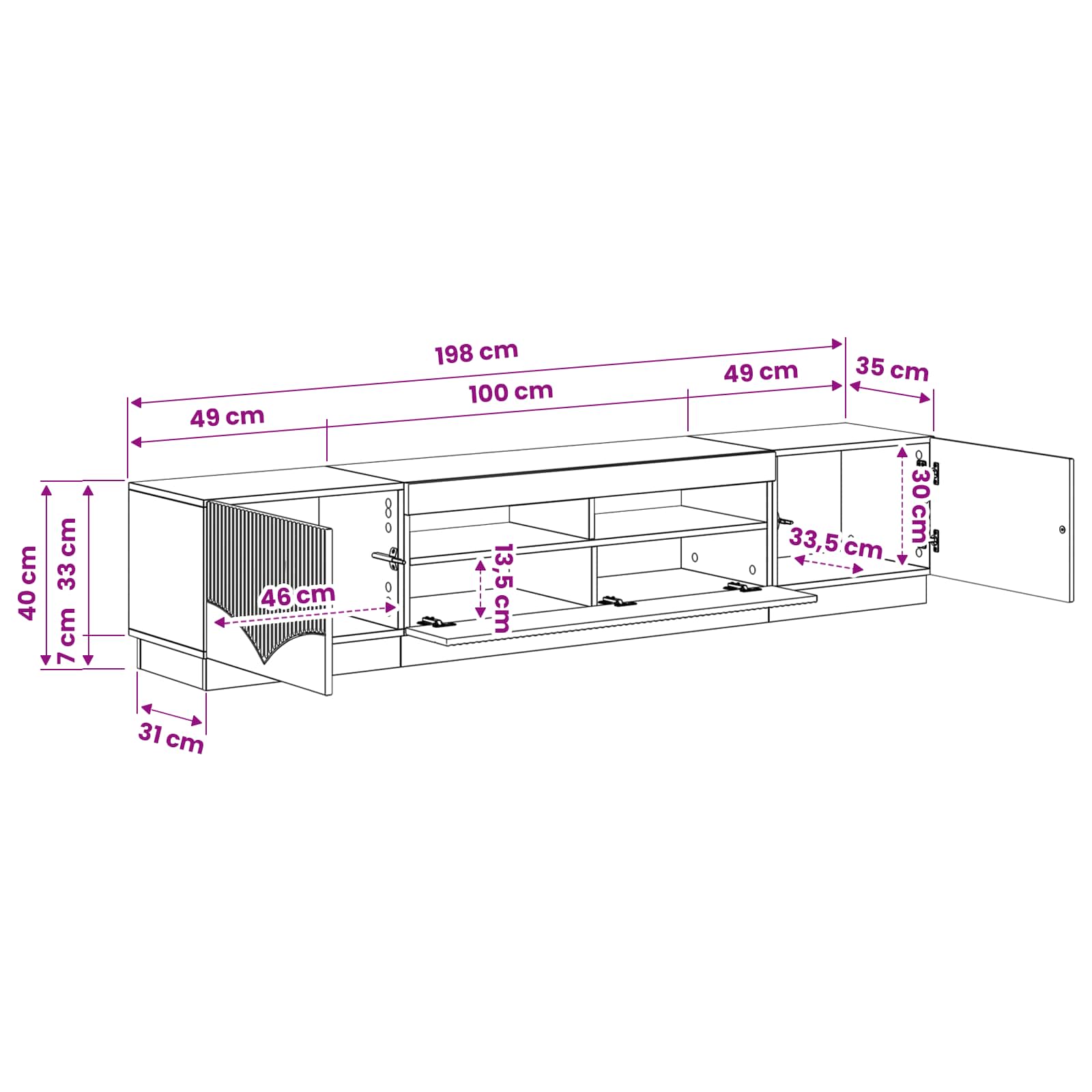 5 Piece LED TV Cabinet White Engineered Wood
