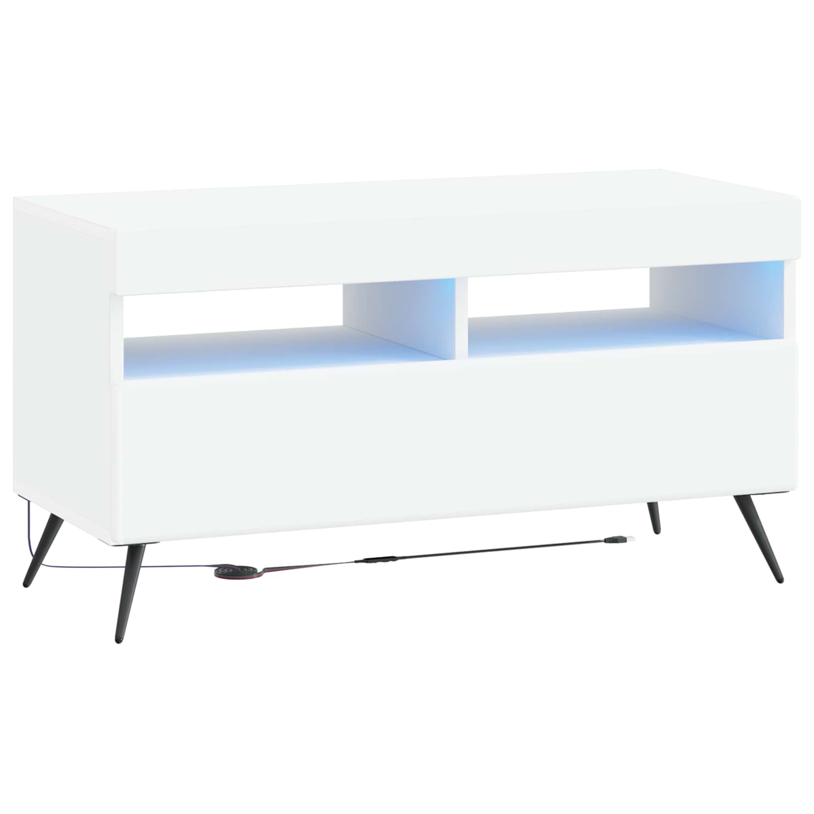5 Piece LED TV Cabinet White Engineered Wood