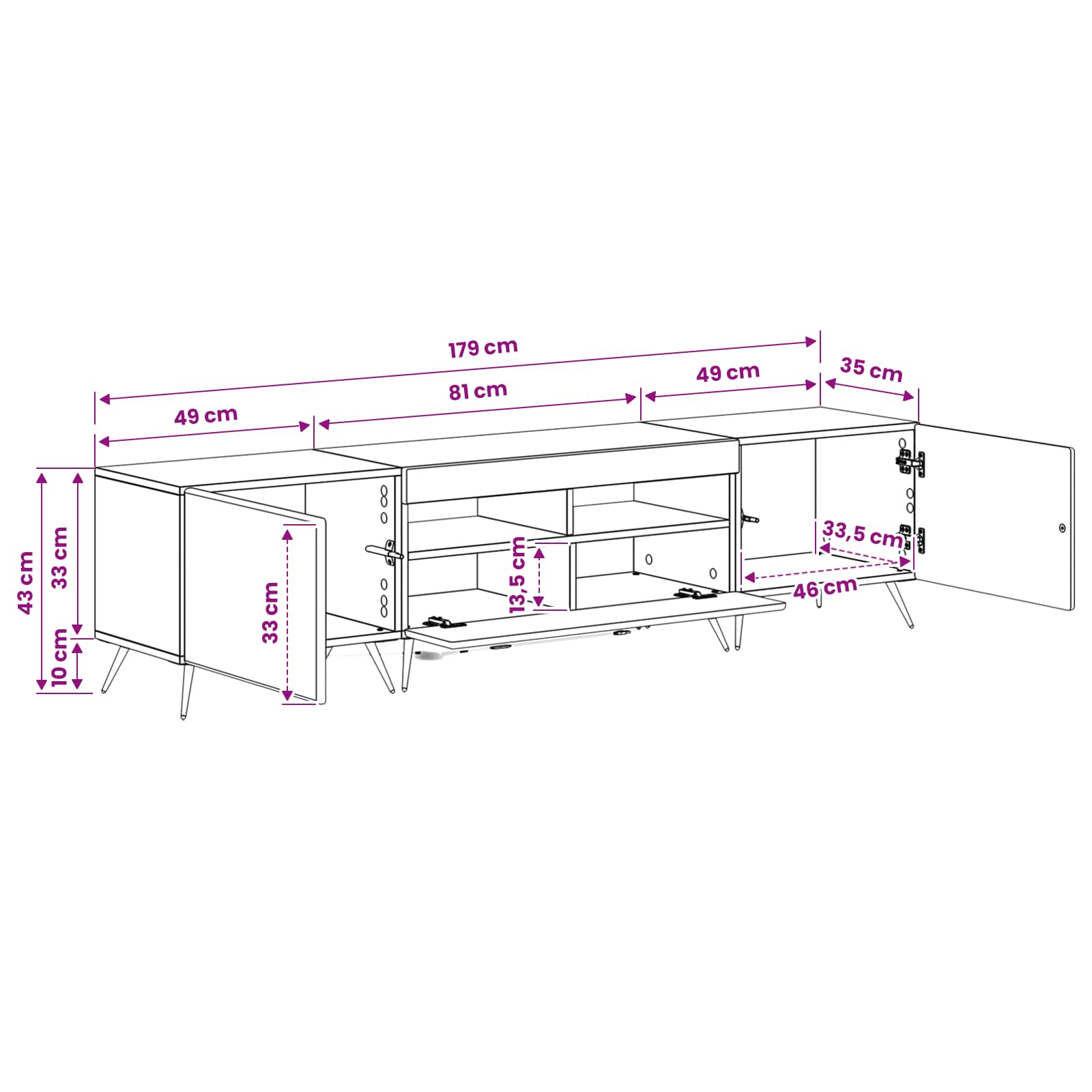 5 Piece LED TV Cabinet White Engineered Wood