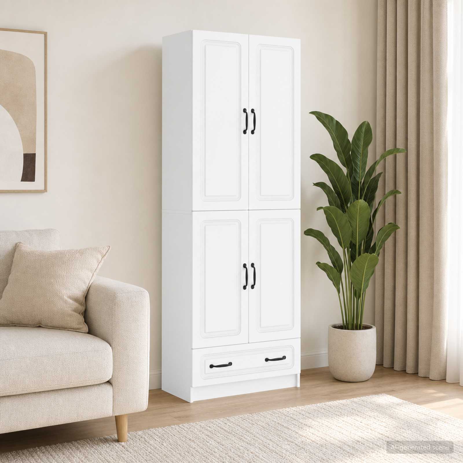 Cabinet Set 2 pcs White Engineered Wood