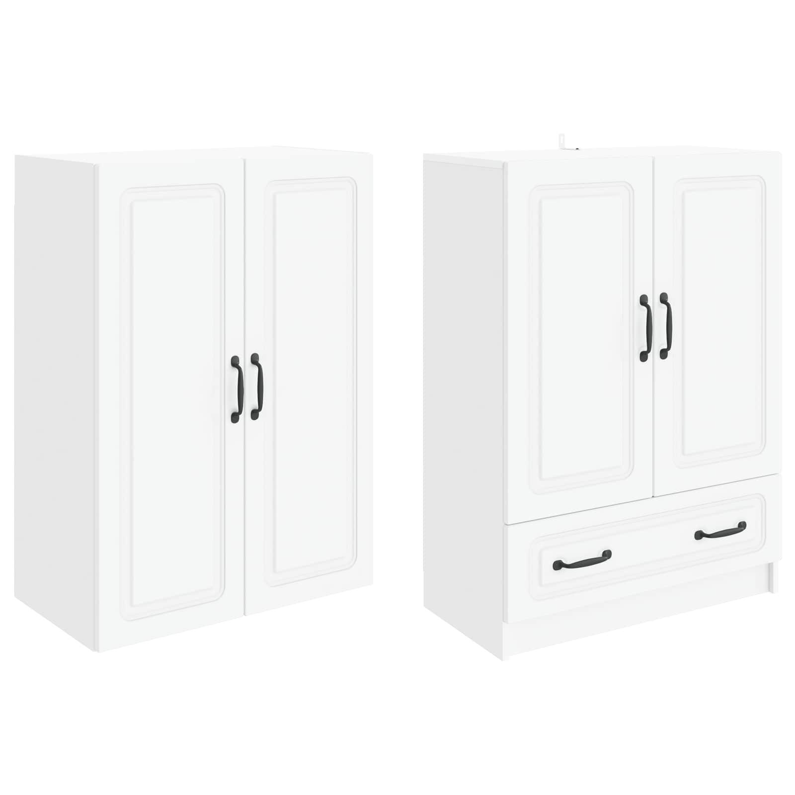 Cabinet Set 2 pcs White Engineered Wood