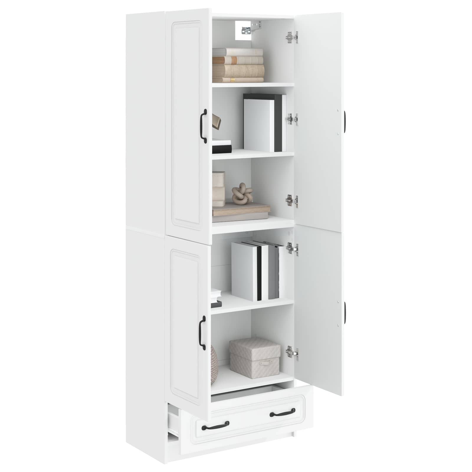 Cabinet Set 2 pcs White Engineered Wood