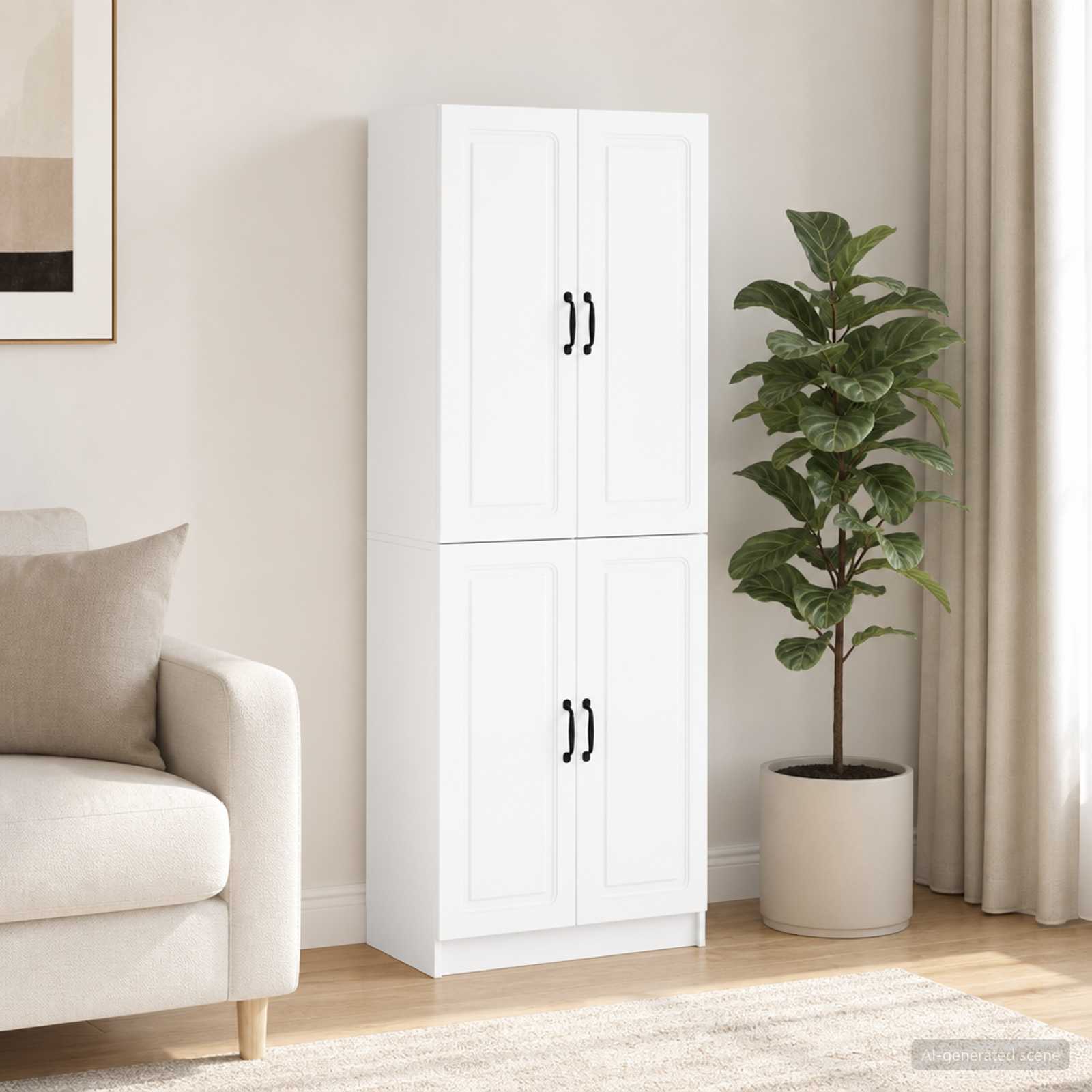 Cabinet Set 2 pcs White Engineered Wood