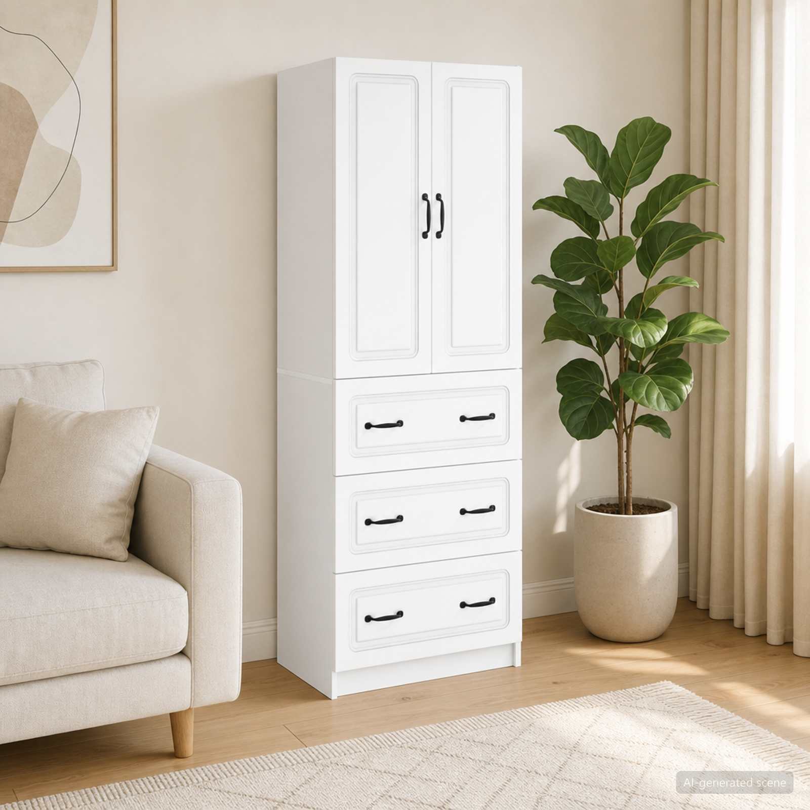 Cabinet Set 2 pcs 66 x 34.5 x 87 cm Engineered Wood White