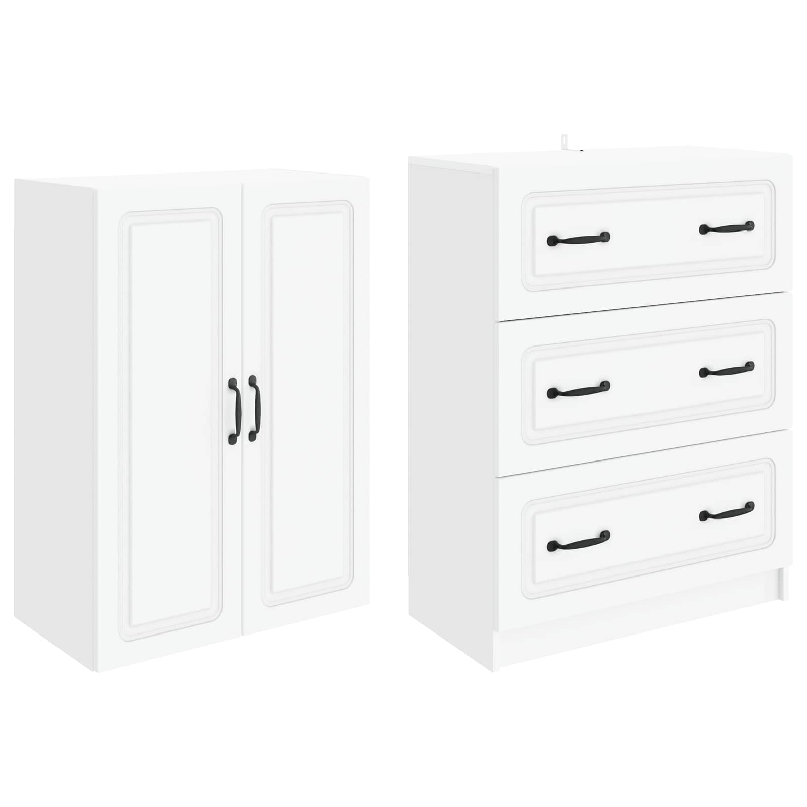 Cabinet Set 2 pcs 66 x 34.5 x 87 cm Engineered Wood White