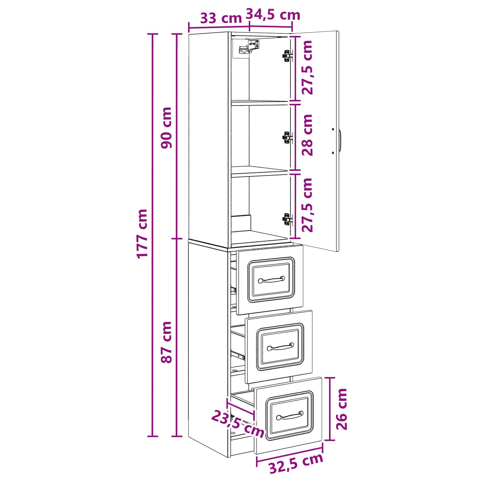 Cabinet Set 2 pcs White 33 x 34.5 x 87 cm Engineered Wood