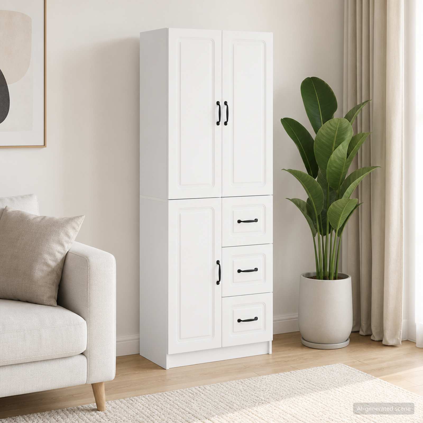 Cabinet Set 2 pcs White Engineered Wood