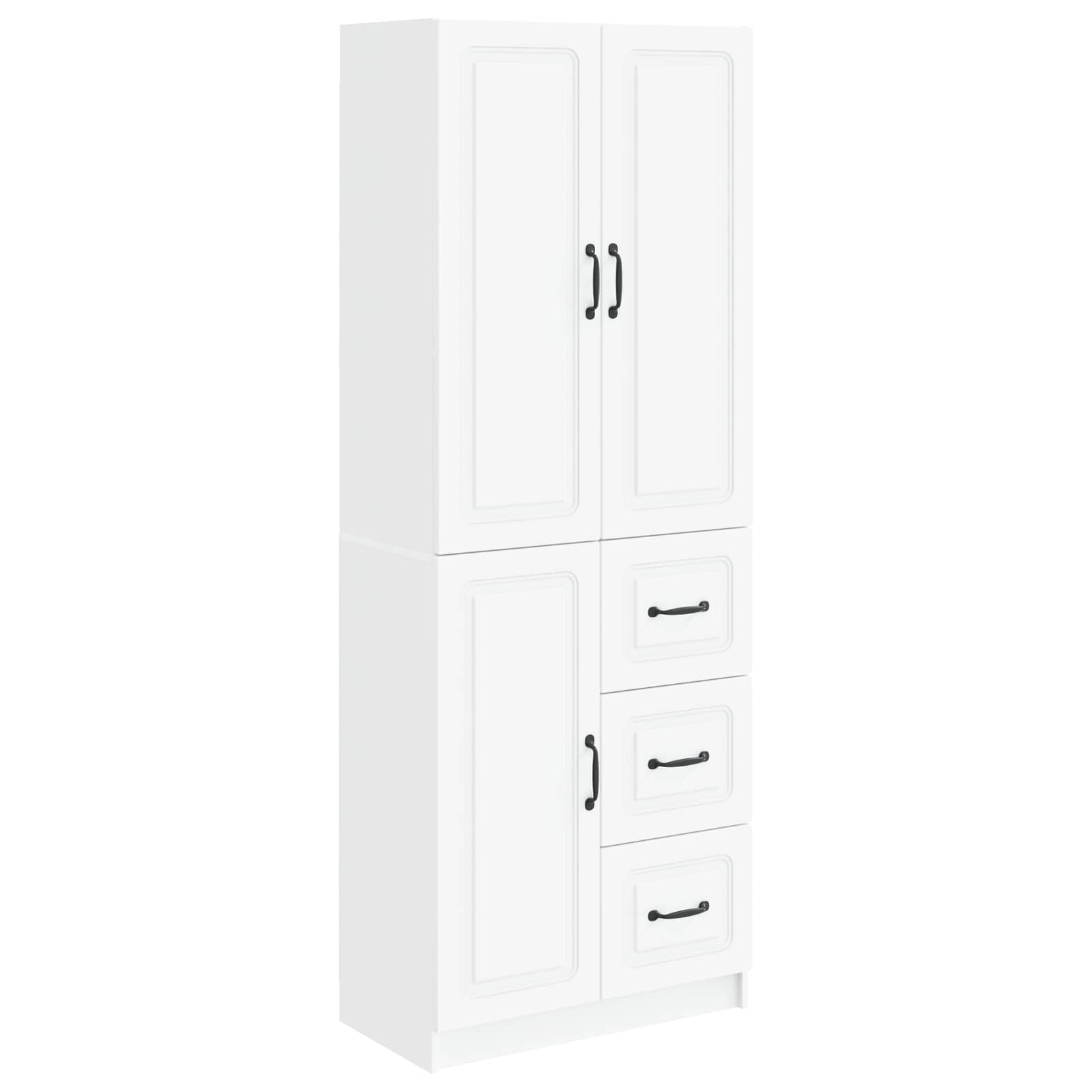 Cabinet Set 2 pcs White Engineered Wood