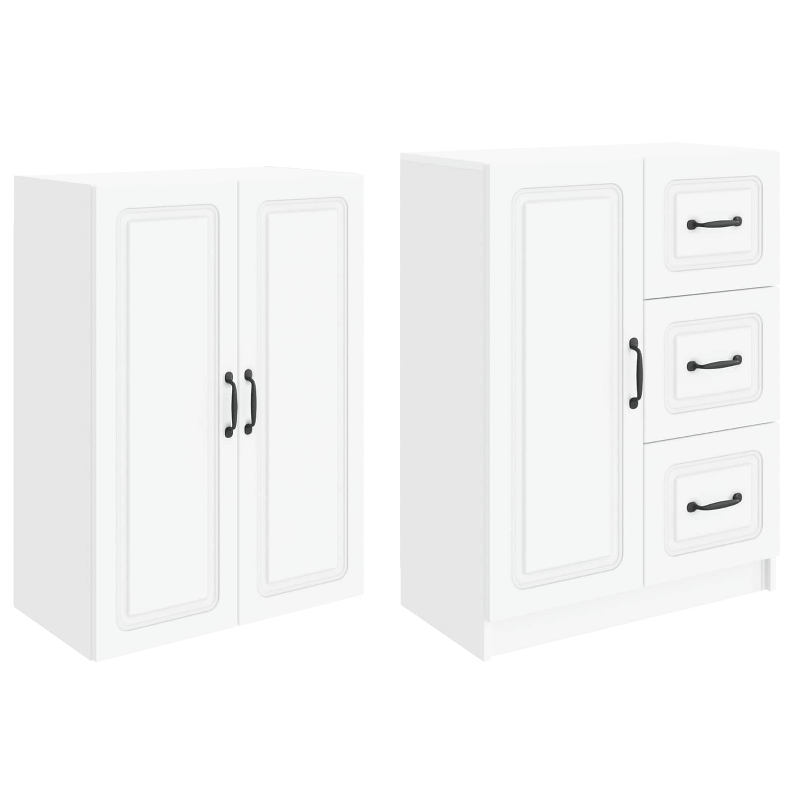 Cabinet Set 2 pcs White Engineered Wood