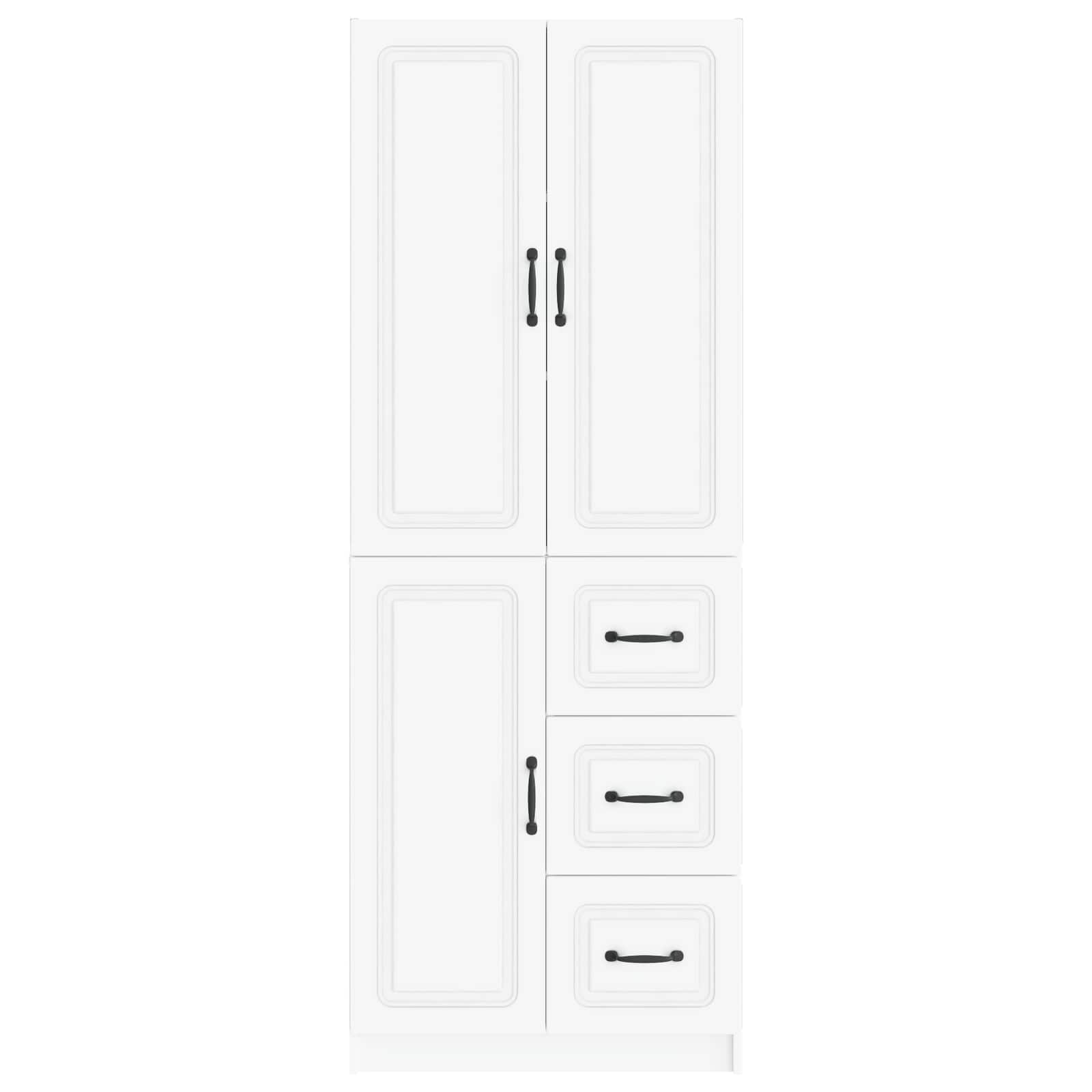Cabinet Set 2 pcs White Engineered Wood