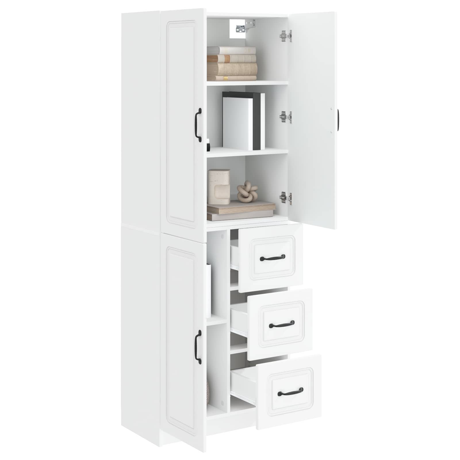 Cabinet Set 2 pcs White Engineered Wood