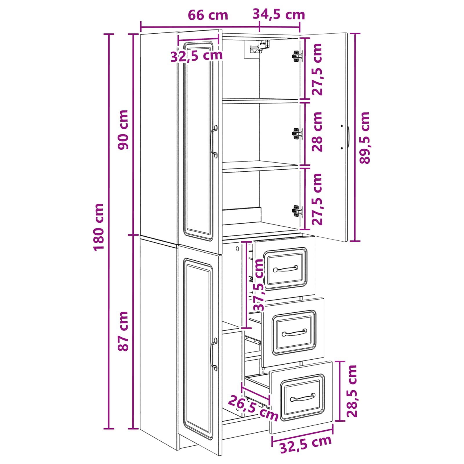 Cabinet Set 2 pcs White Engineered Wood