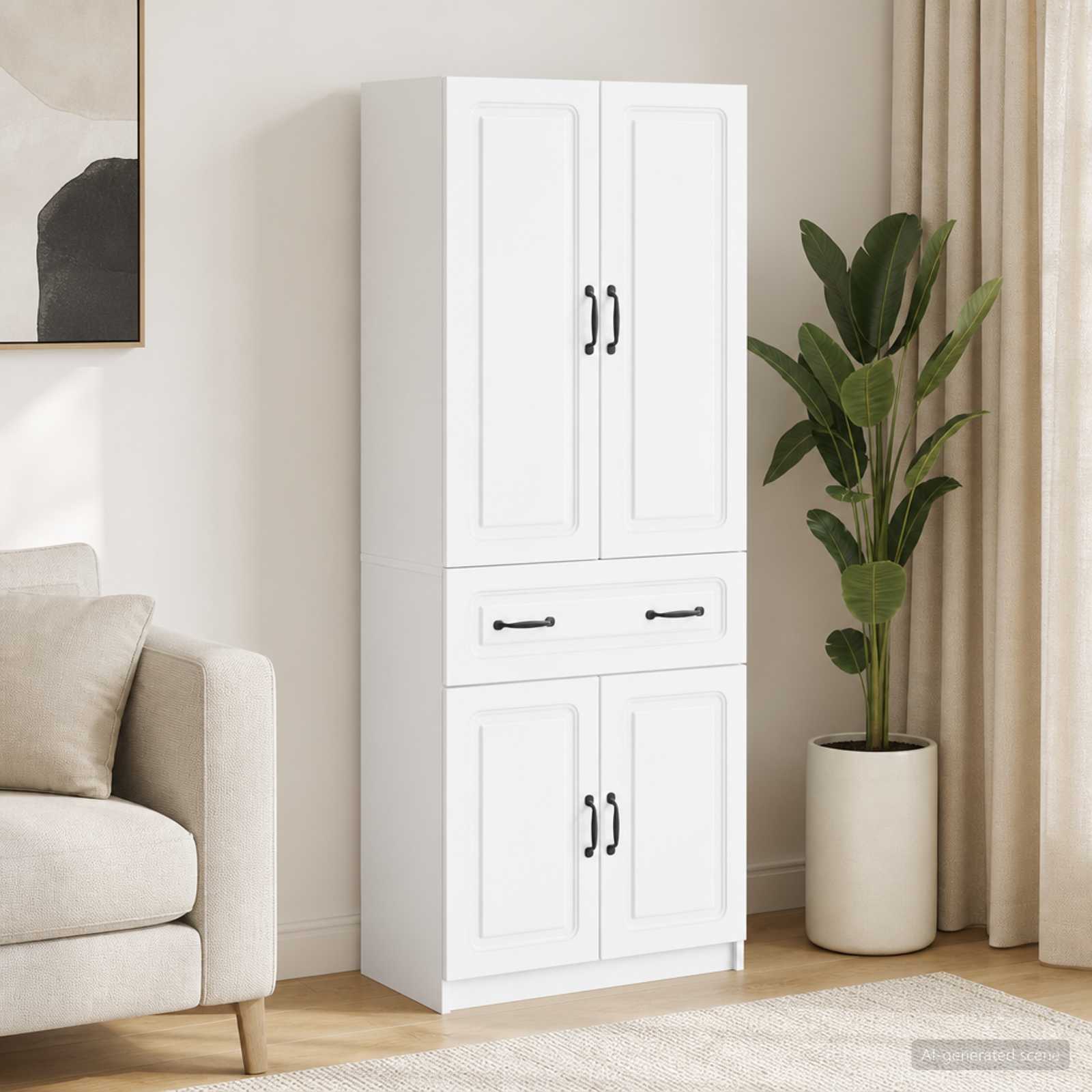 Cabinet Set 2 pcs White Engineered Wood
