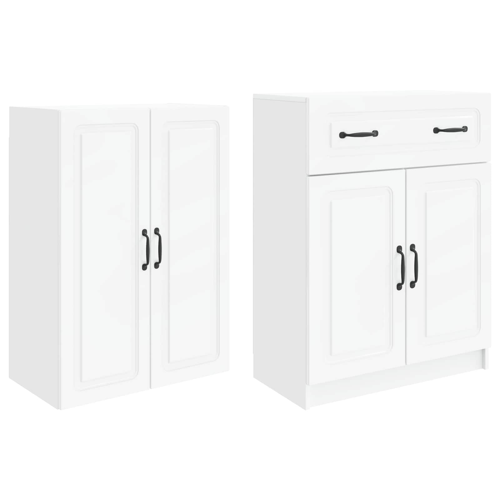 Cabinet Set 2 pcs White Engineered Wood