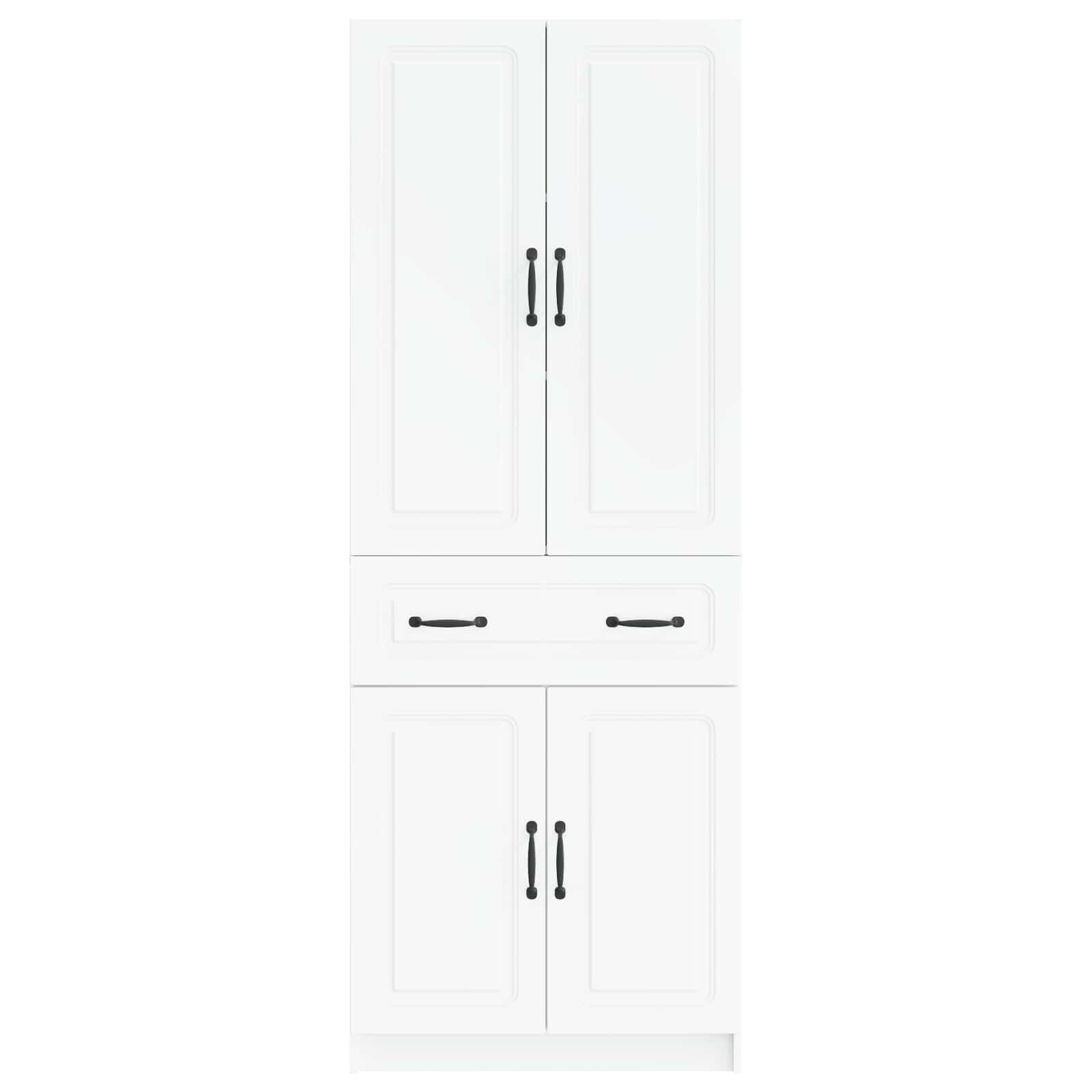 Cabinet Set 2 pcs White Engineered Wood