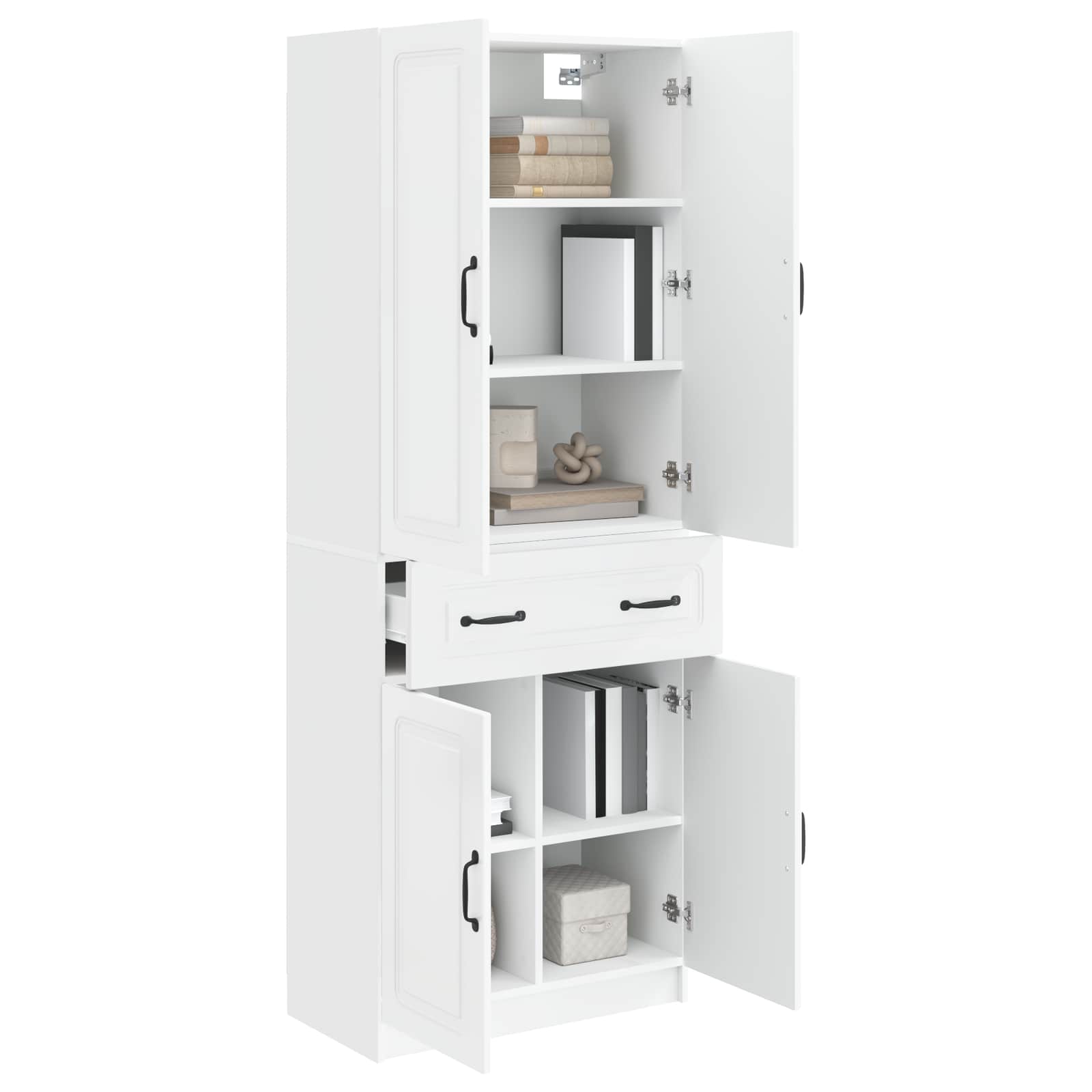 Cabinet Set 2 pcs White Engineered Wood