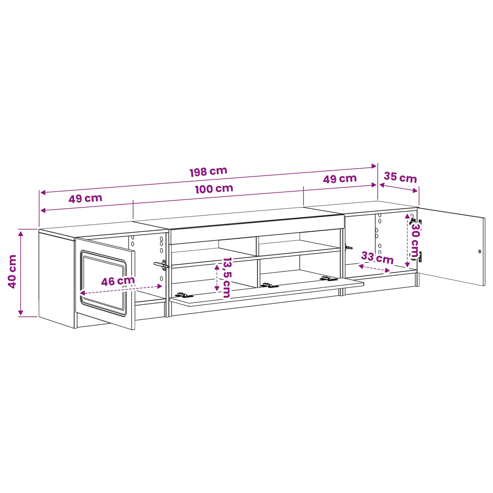 5 Piece LED TV Cabinet White Engineered Wood