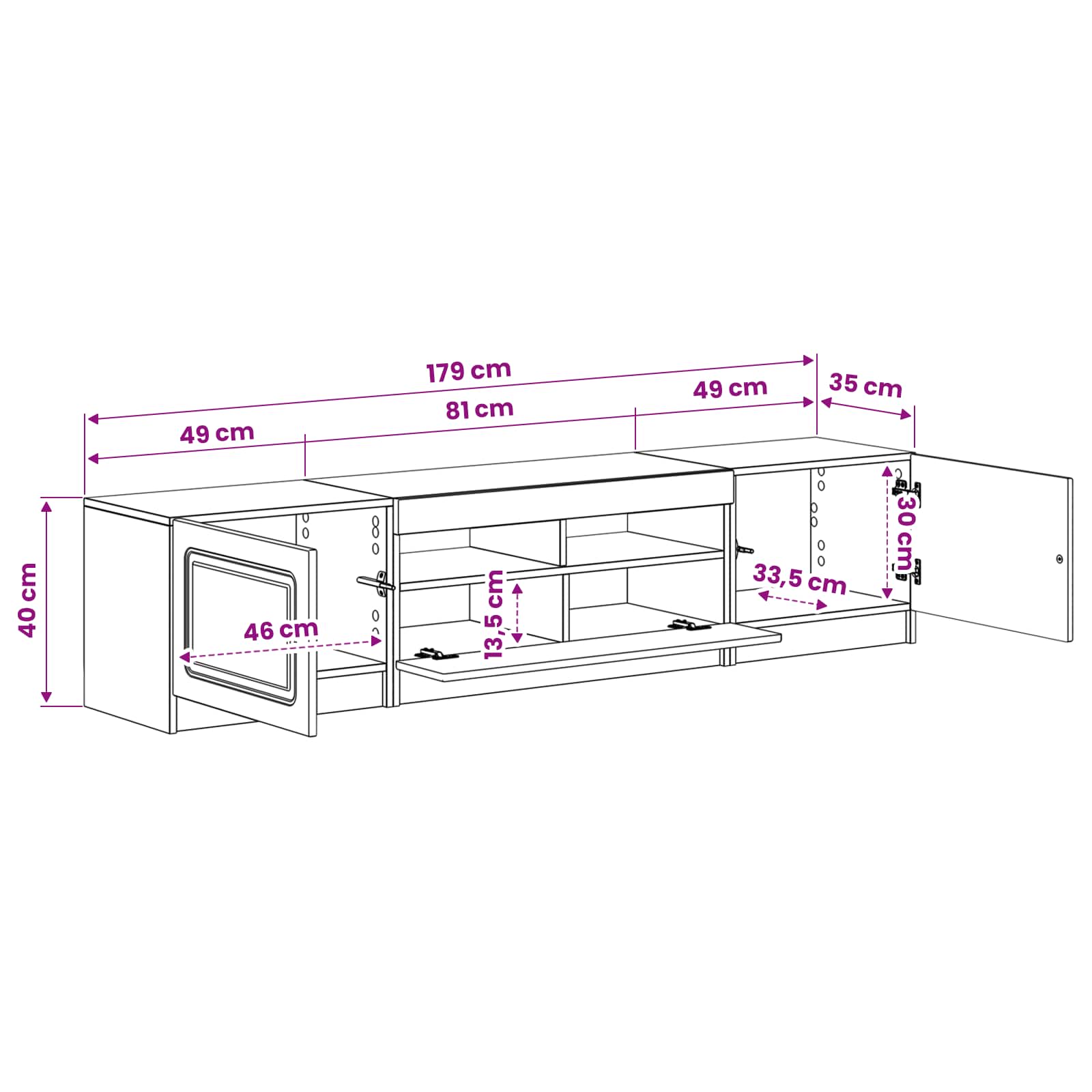 LED TV Cabinet UTRECHT 3 pcs White Engineered Wood