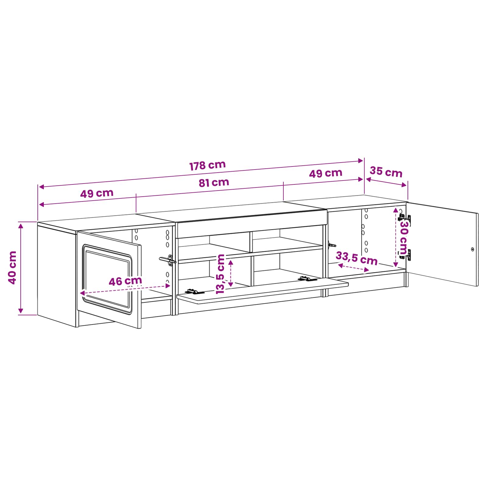 5 Piece LED TV Cabinet White Engineered Wood