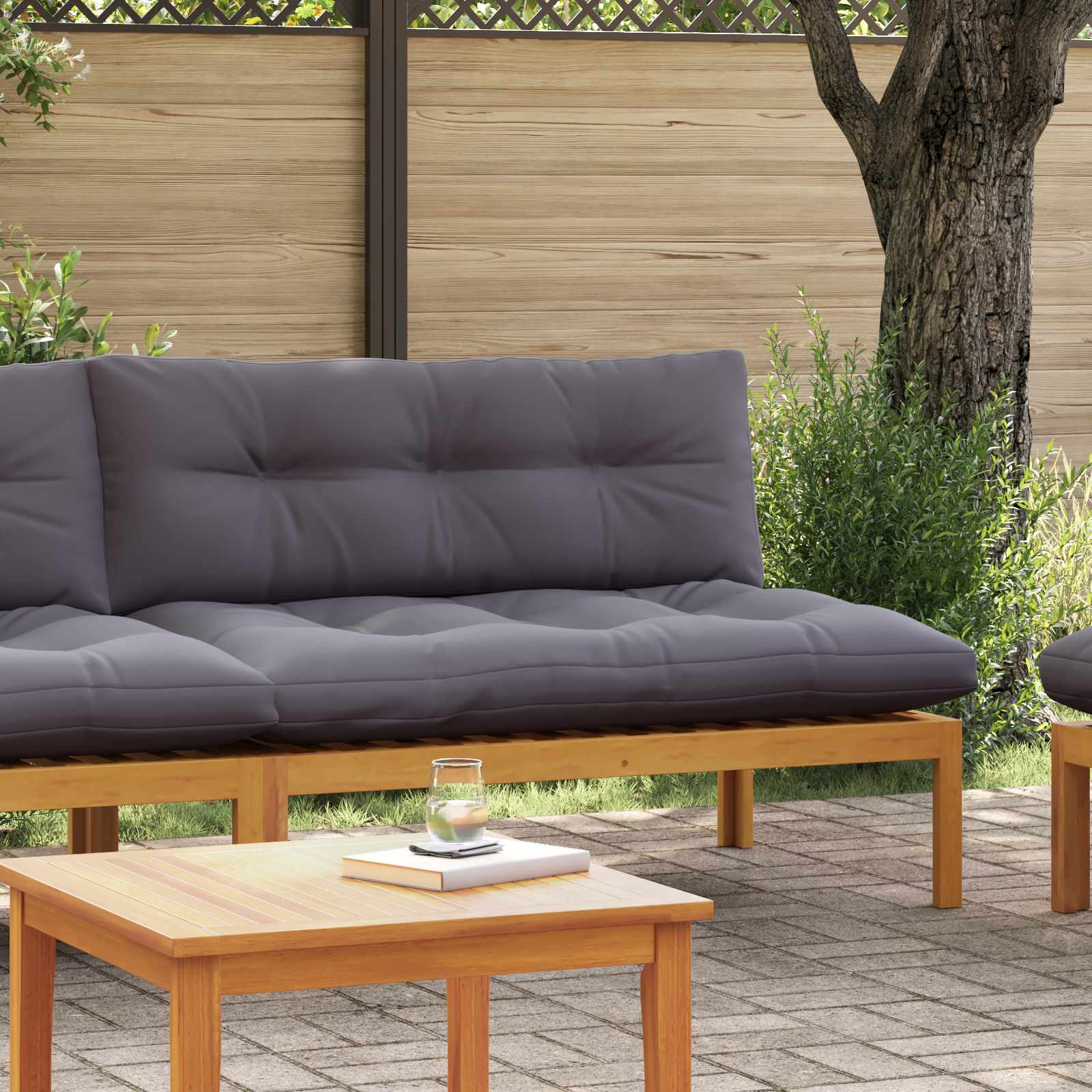 Middle Sofa Unit Natural and Dark Grey 120 x 80 x 82 cm