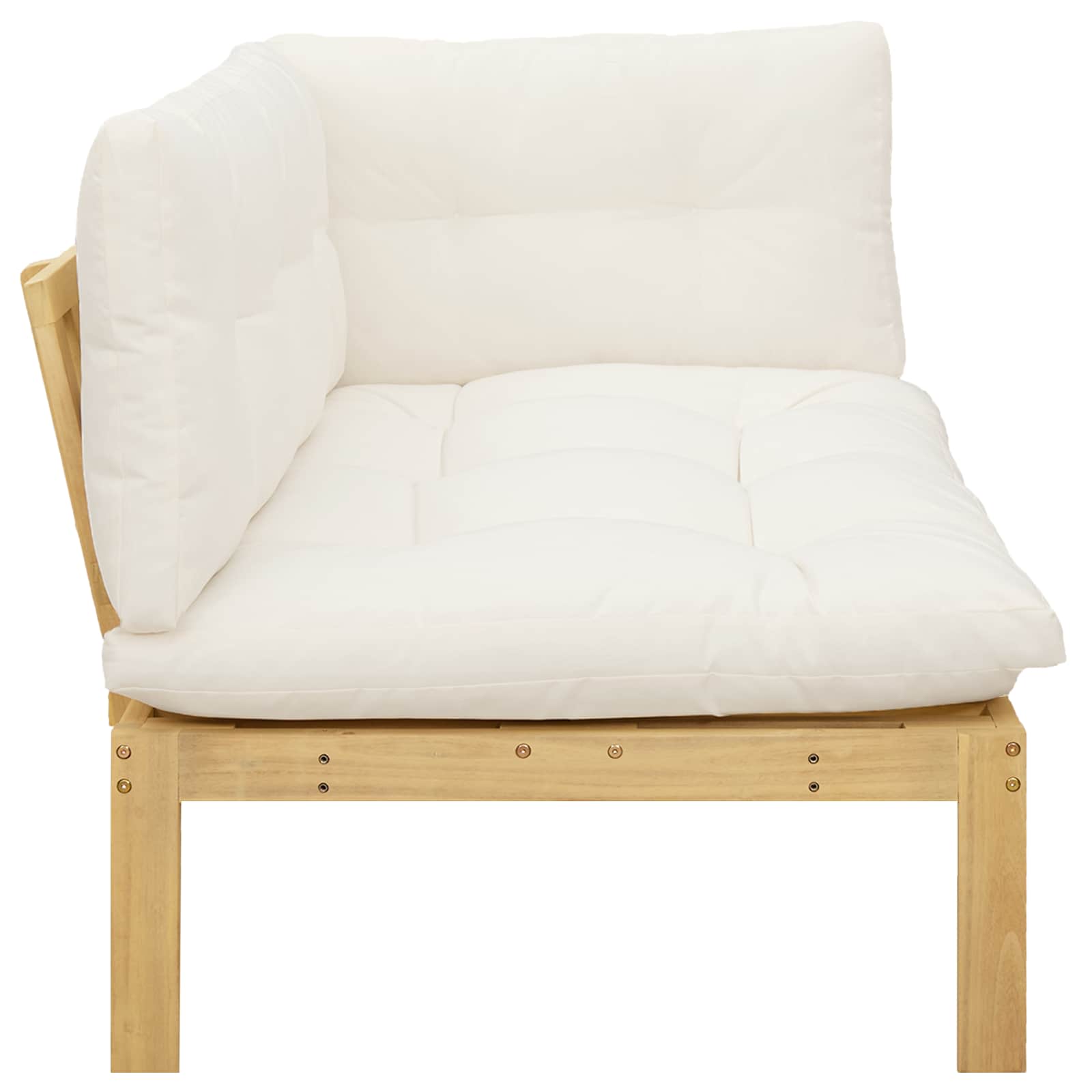 Corner Sofa Unit Light Acacia and Cream White 132 x 92 x 82 cm