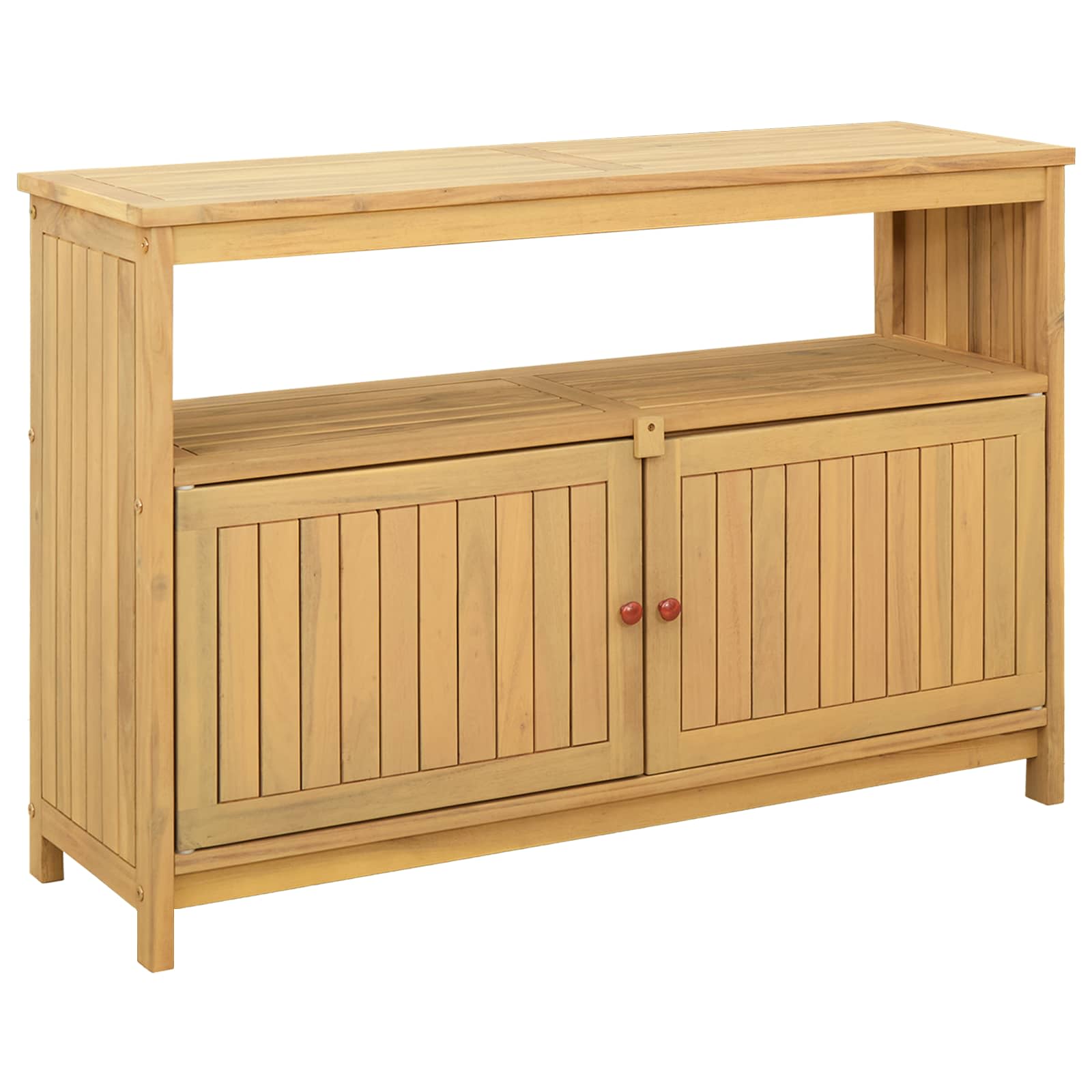 Garden Console Table with Storage Light acacia 110 x 35 x 75 cm