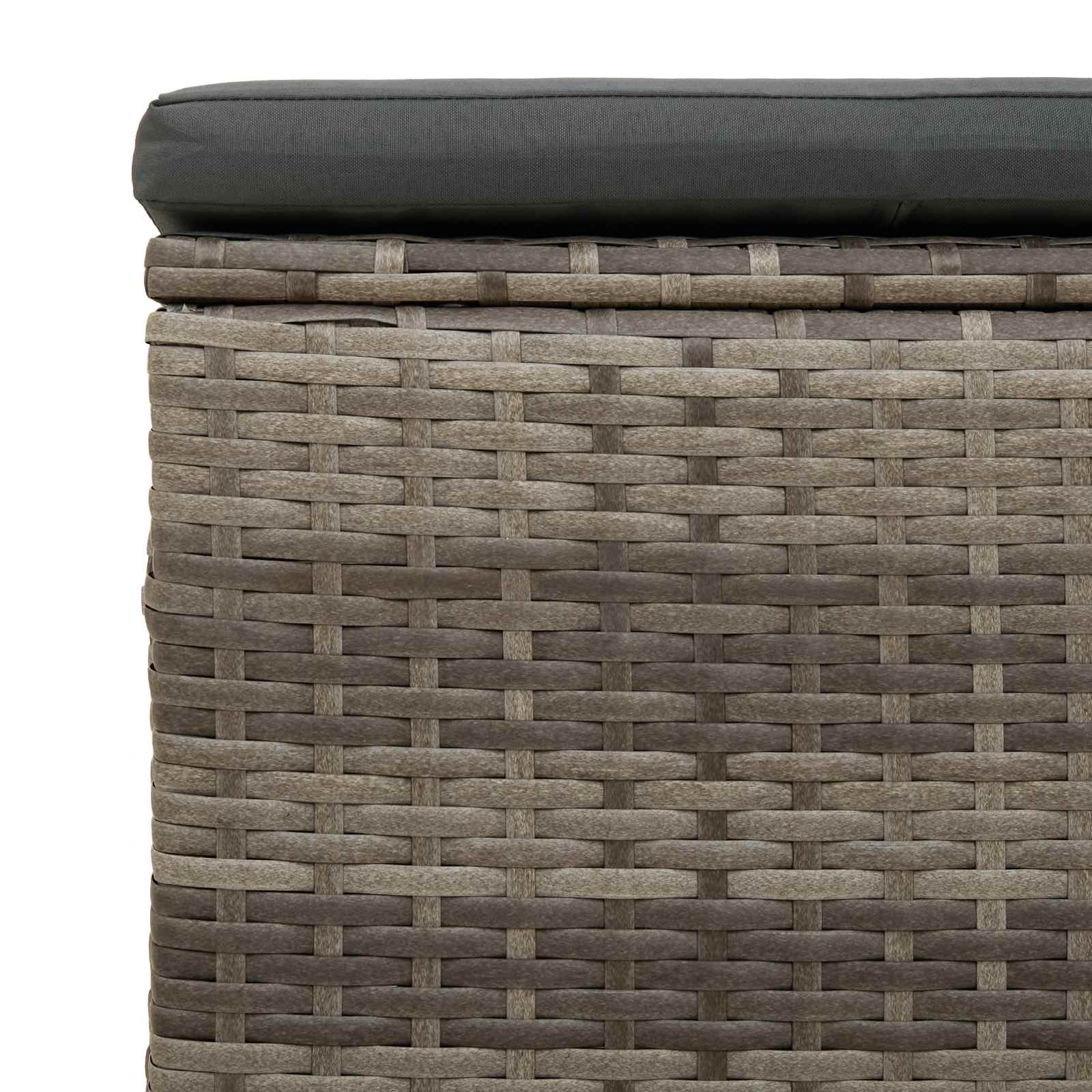 Garden Footstool with Cushion 2 pcs Grey Poly Rattan