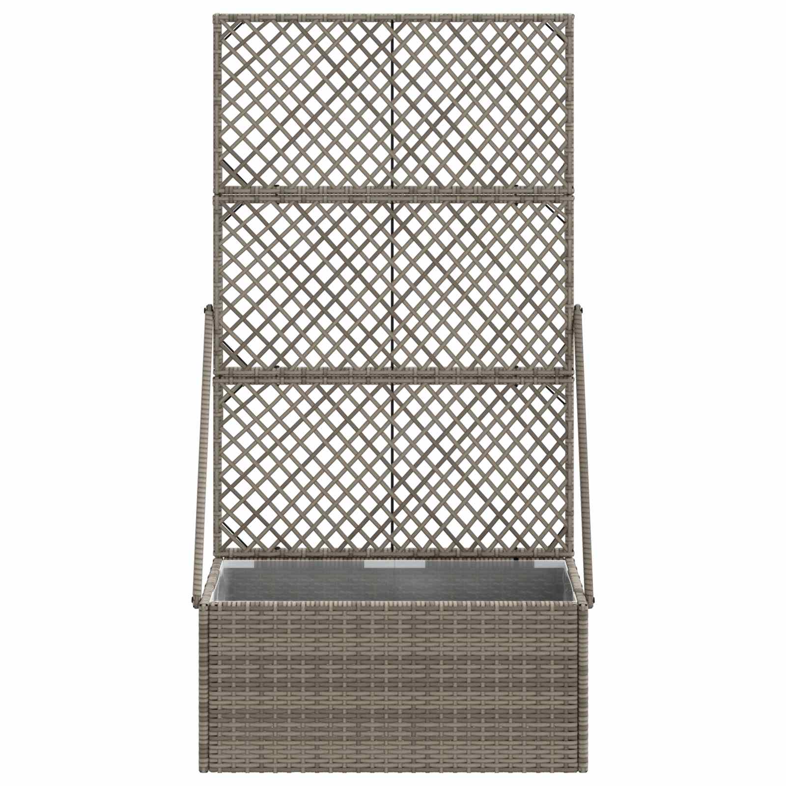 Garden Planter with Trellis Grey 70 x 30 x 135 cm Poly Rattan