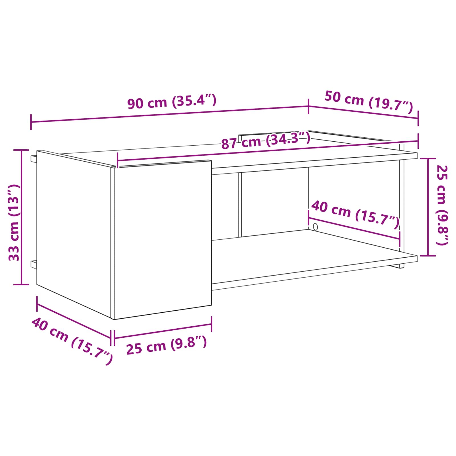 Coffee Table White 90 x 50 x 33 cm Engineered Wood