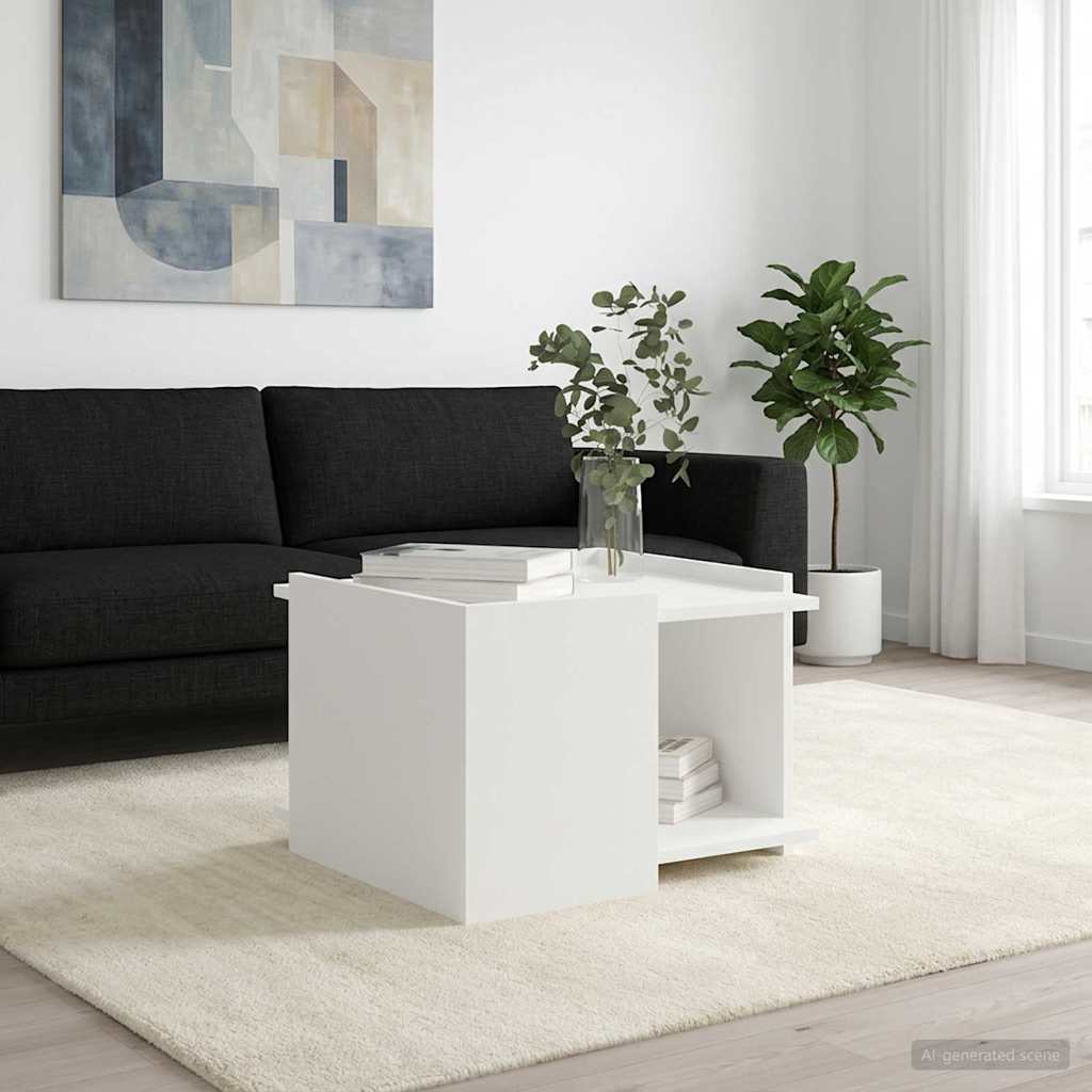 Coffee Table White 50.5 x 50 x 33 cm Engineered Wood