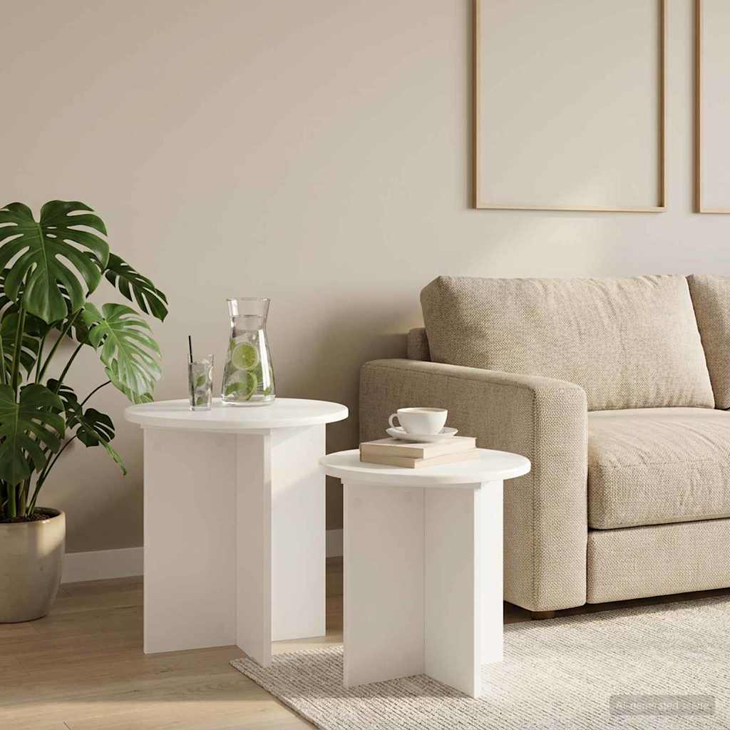 Side Table Set with Storage 2 pcs Engineered Wood