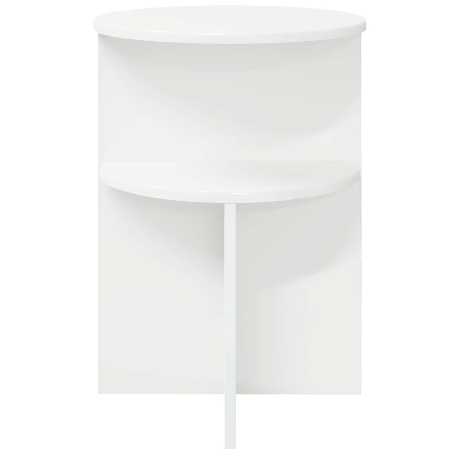 Side Table with Storage White Ø 39.5 x 55 cm Engineered Wood
