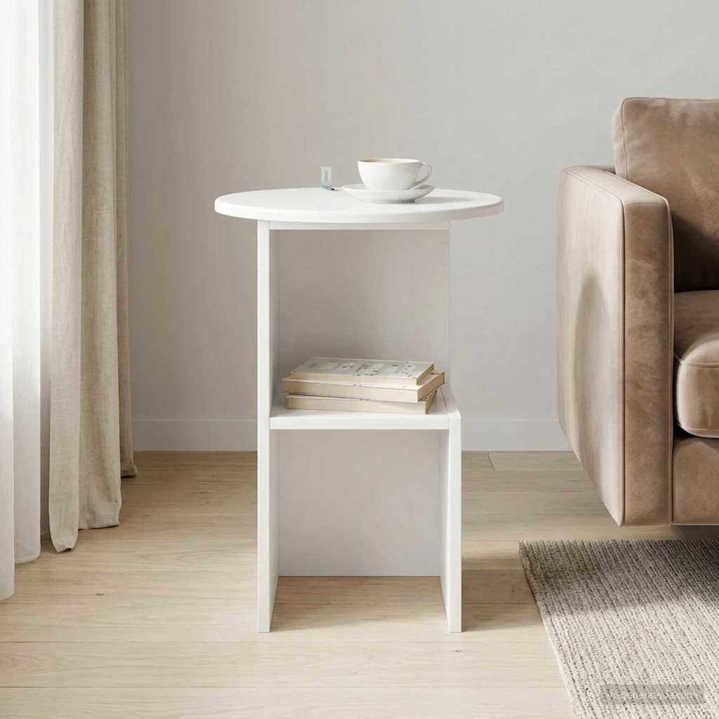 Side Table White Ø 39.5 x 55 cm Engineered Wood
