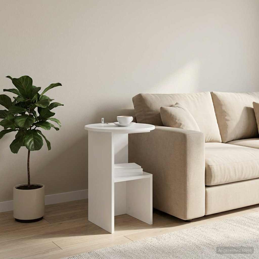 Side Table White Ø 39.5 x 55 cm Engineered Wood
