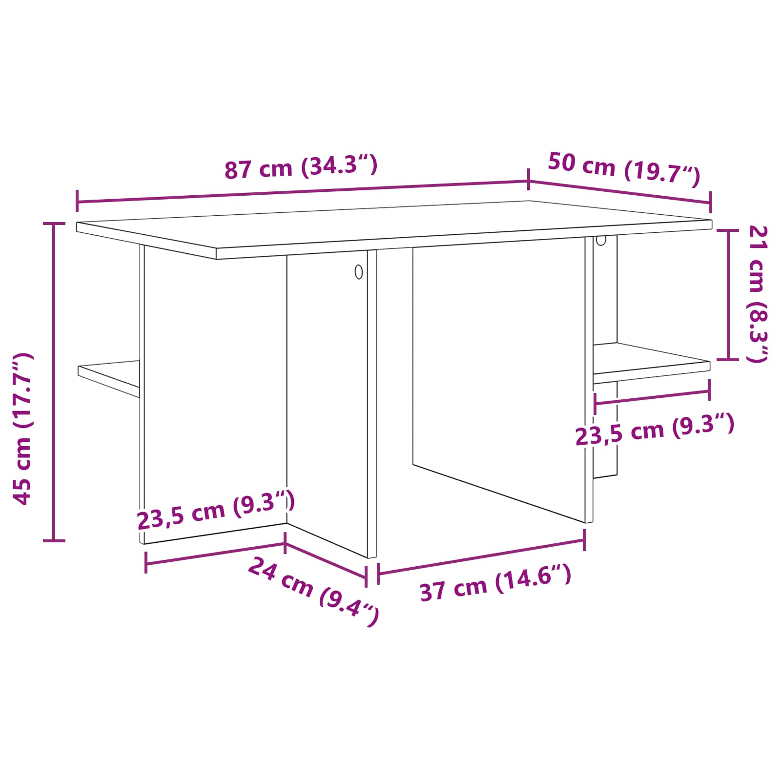 Coffee Table White 87 x 50 x 45 cm Engineered Wood