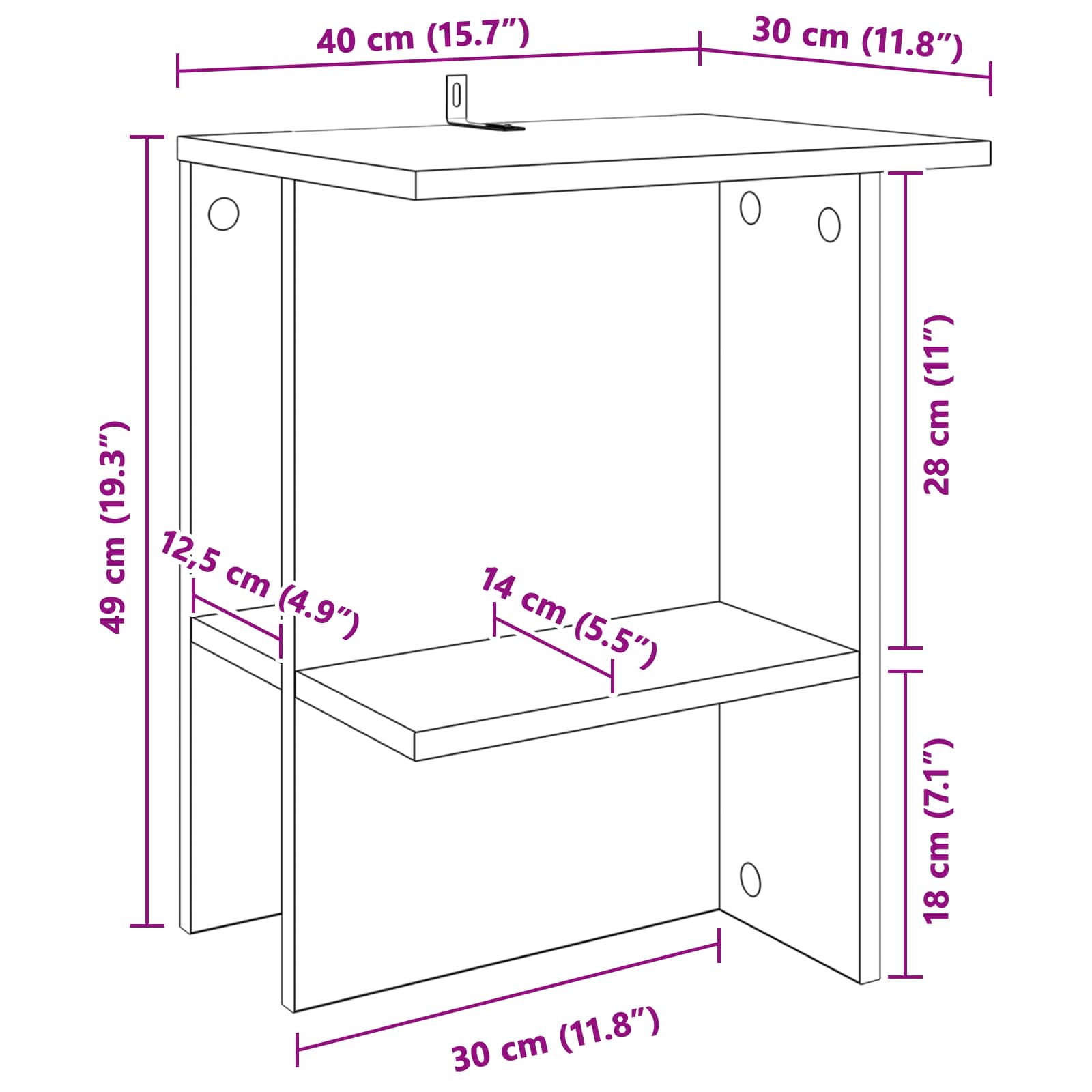 Coffee Table White 40 x 30 x 49 cm Engineered Wood