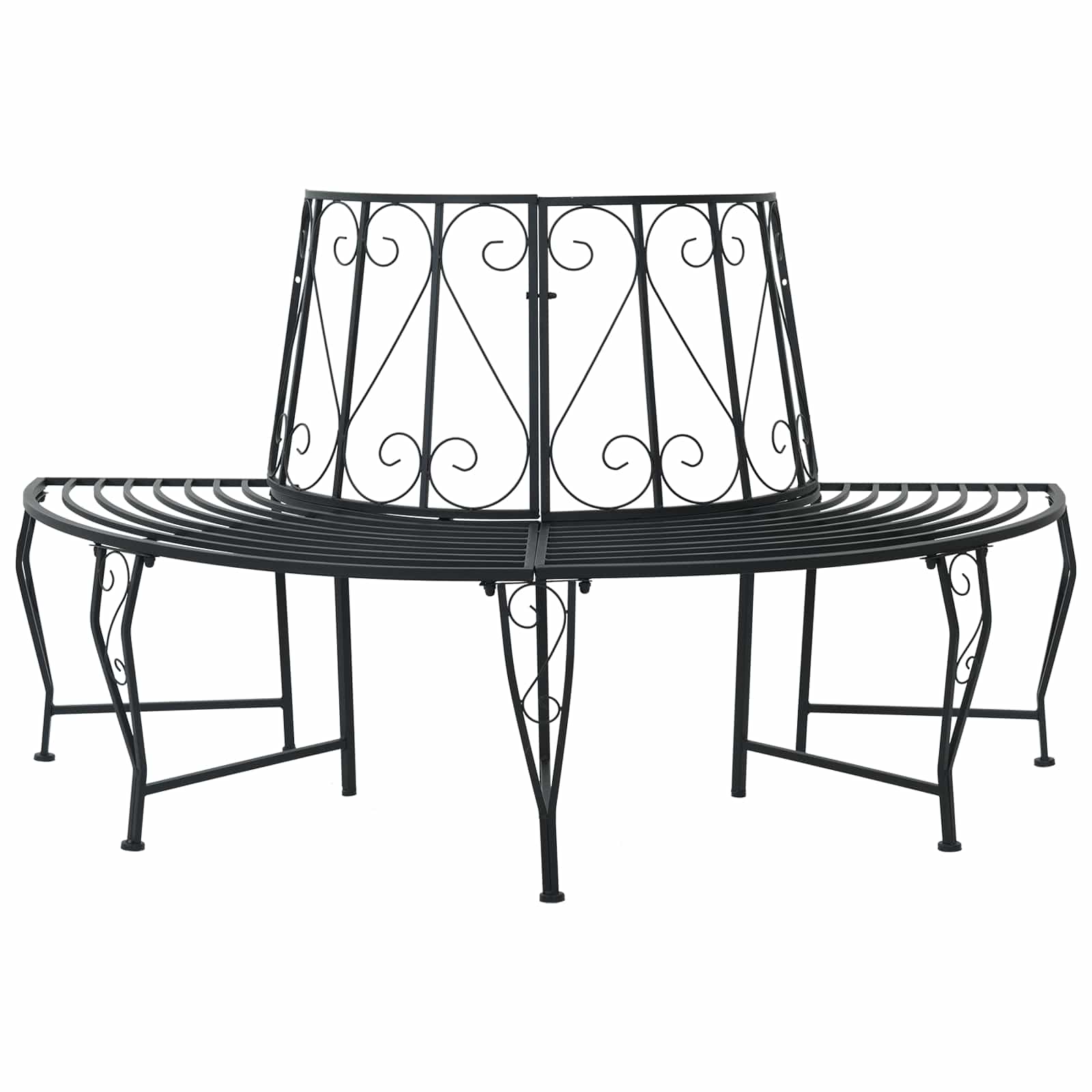 Tree Bench 4-Seater 160 x 80 x 89 cm Steel Black Half-round
