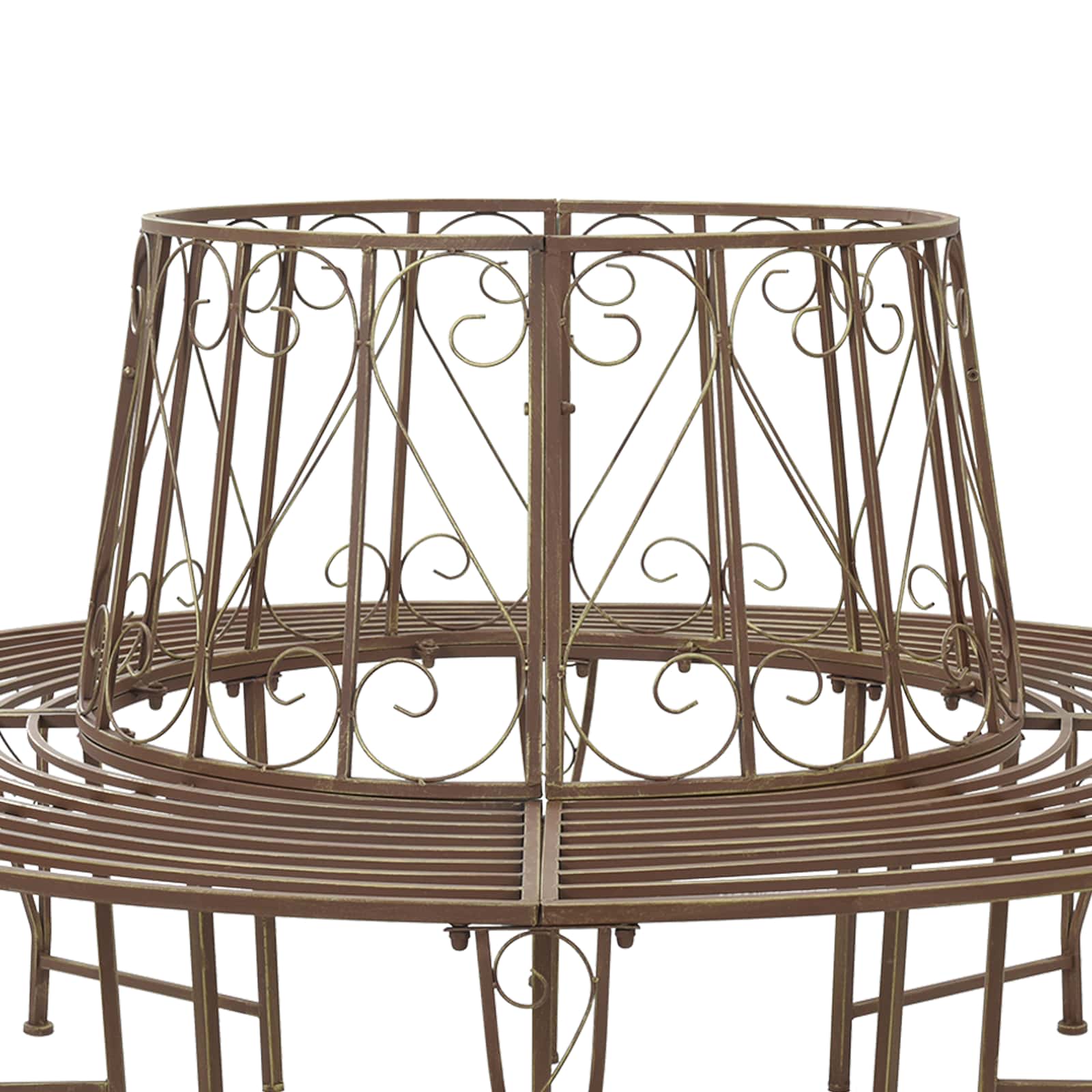Tree Bench 8-Seater Ø 160 x 89 cm Steel Antique Brown Round
