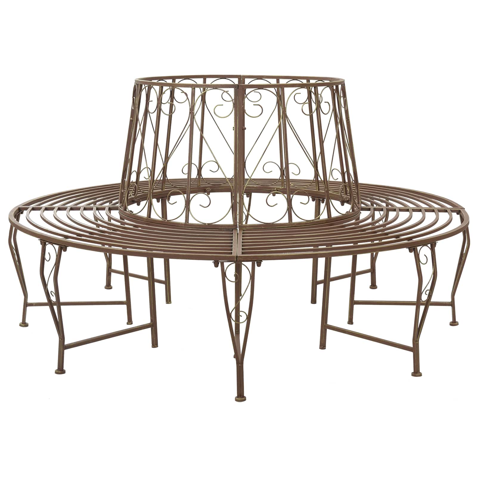 Tree Bench 8-Seater Ø 160 x 89 cm Steel Antique Brown Round