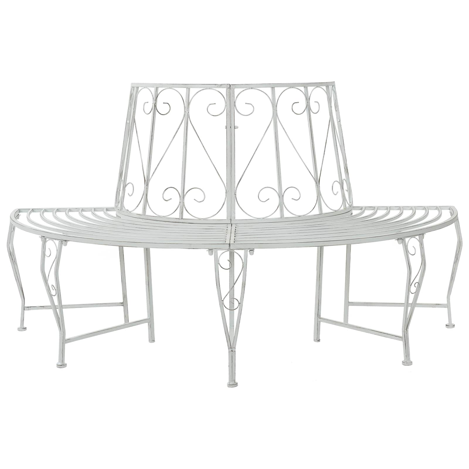 Tree Bench 4-Seater 160 x 80 x 89 cm Steel Antique White
