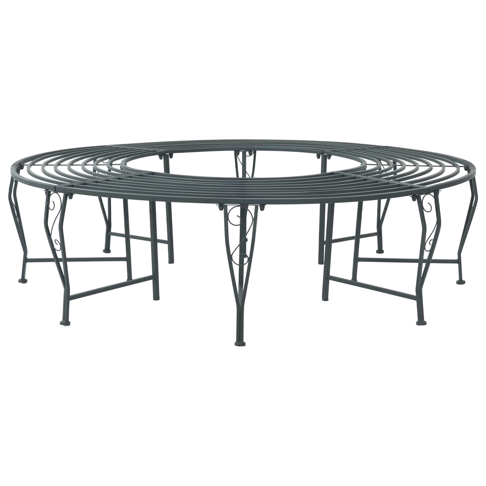 Tree Bench 8-Seater Ø 160 x 44 cm Steel Silver Grey Round