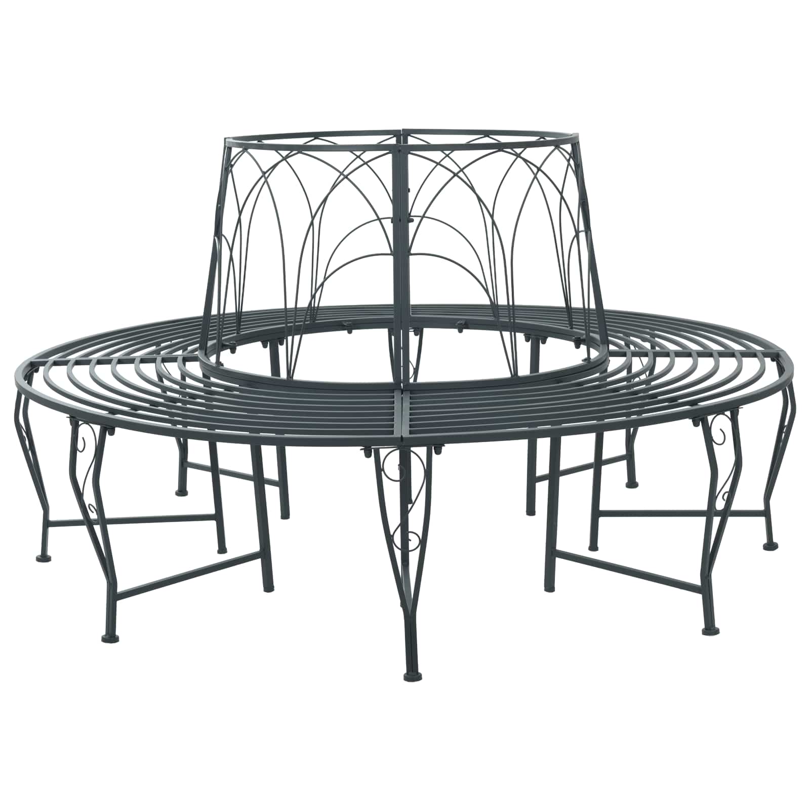 Tree Bench 8-Seater Ø 160 x 89 cm Steel Silver Grey Round