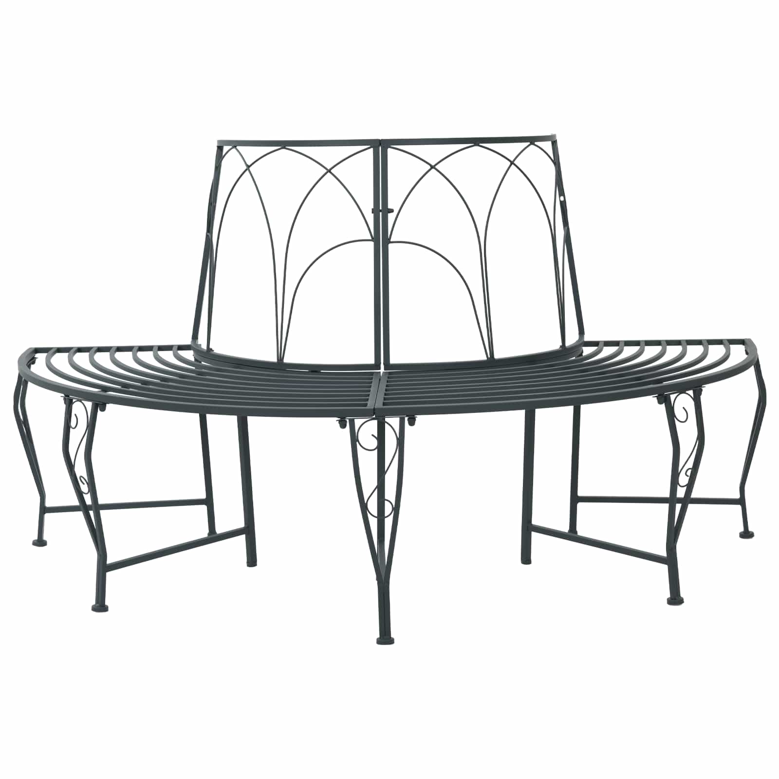 Tree Bench 4-Seater 160 x 80 x 89 cm Steel Silver Grey