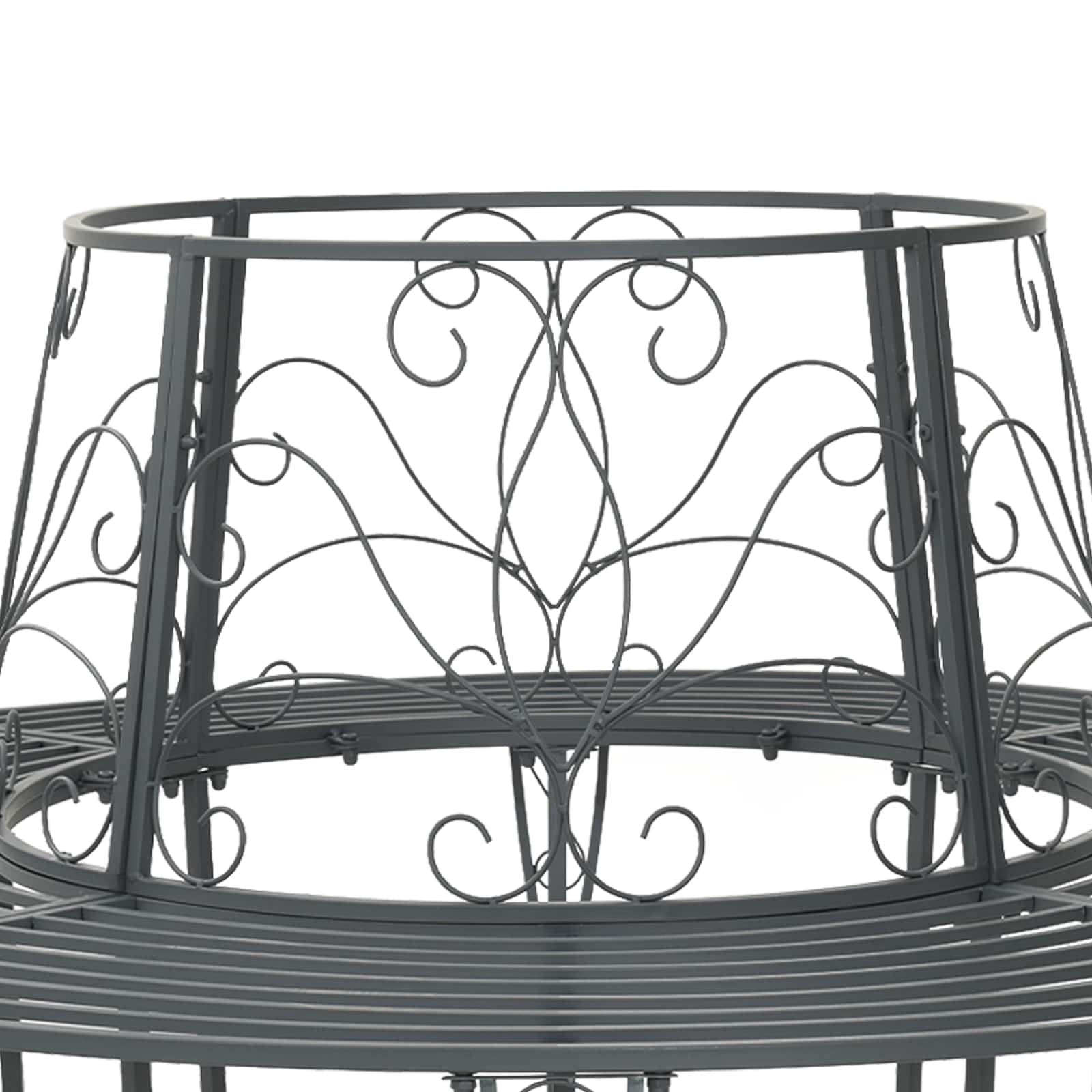 Tree Bench 8-Seater Ø 160 x 89 cm Steel Silver Grey Round